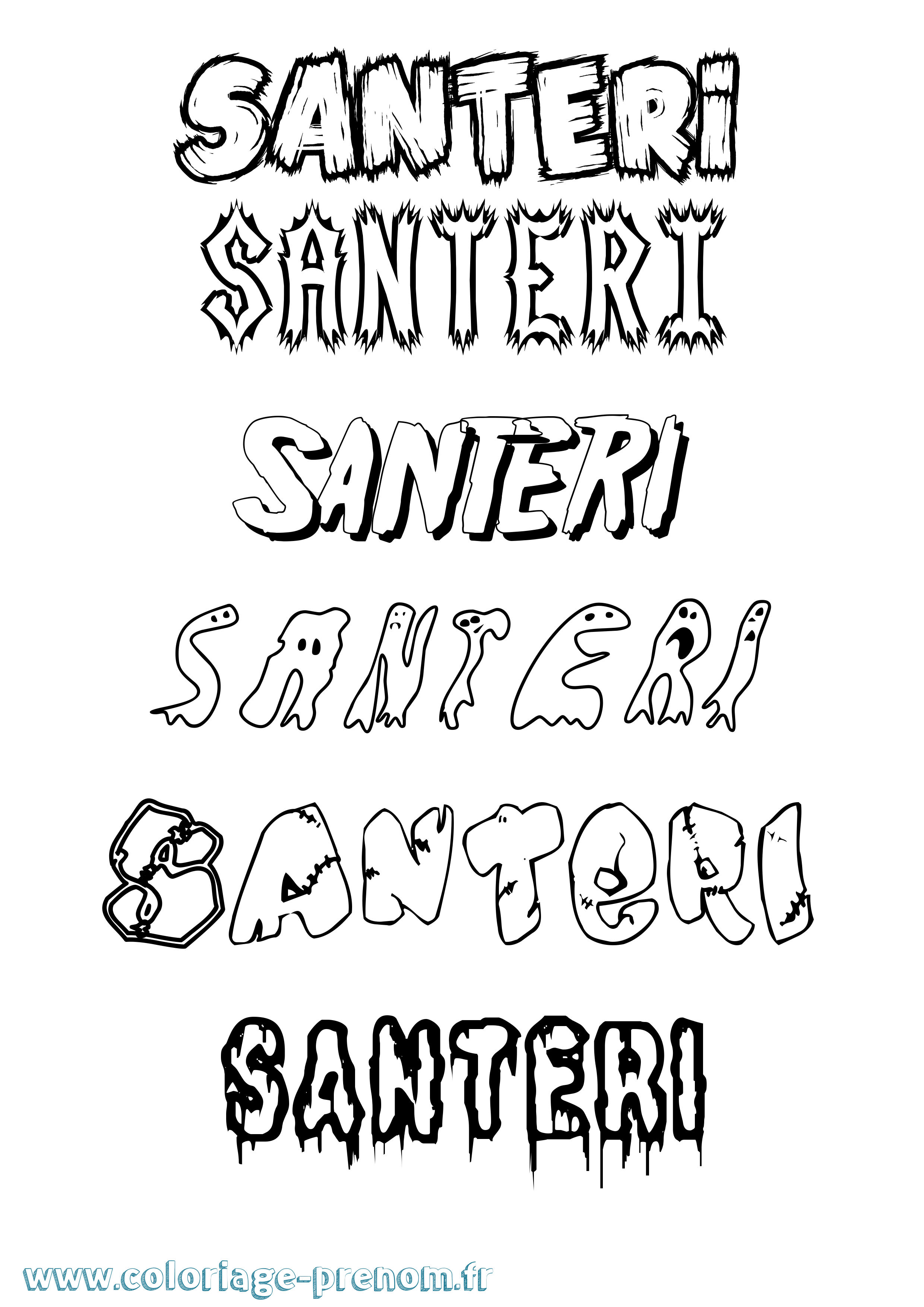 Coloriage Santeri Frisson Coloriage prénom Santeri Frisson