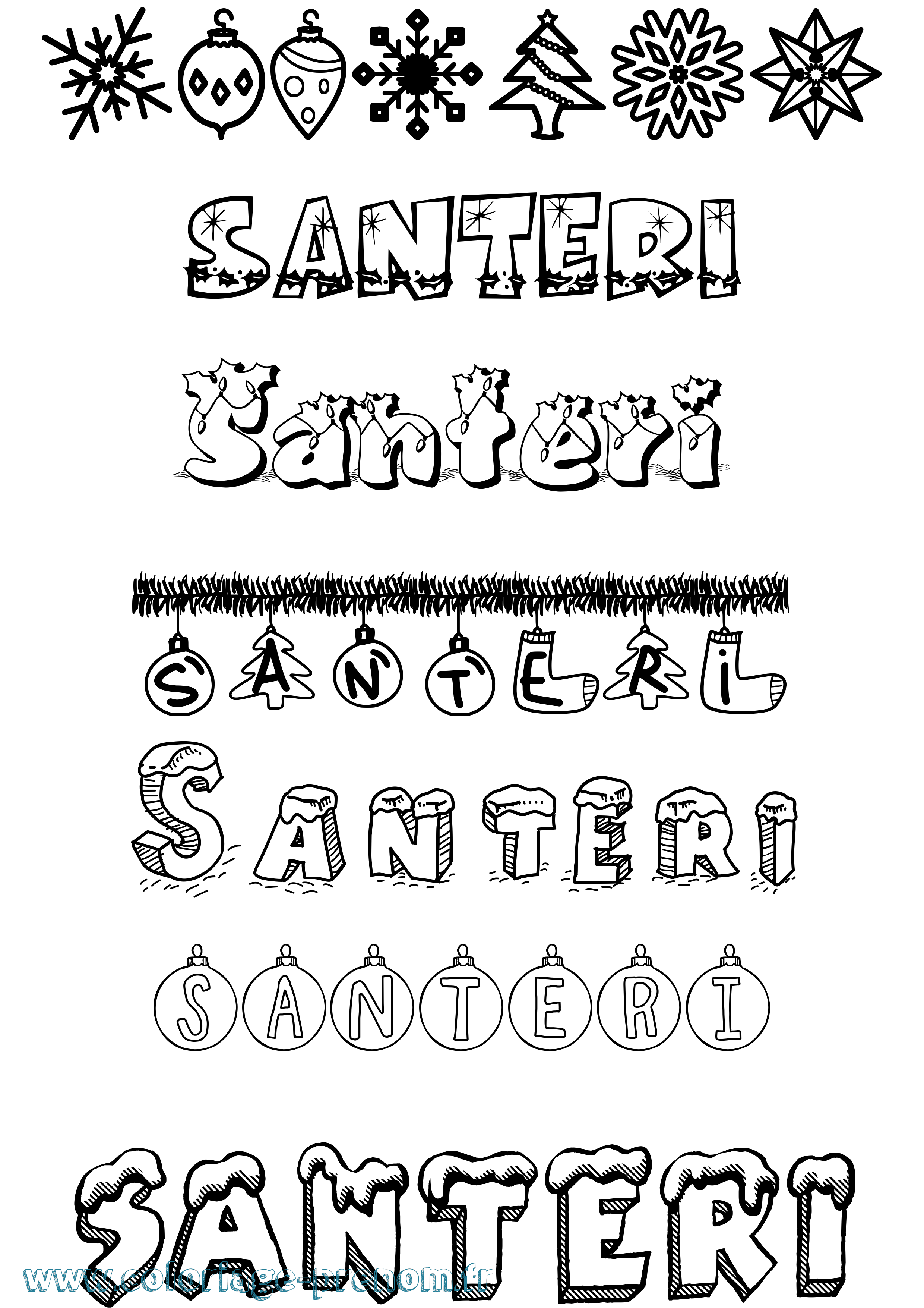 Coloriage Santeri Noël Coloriage prénom Santeri Noël