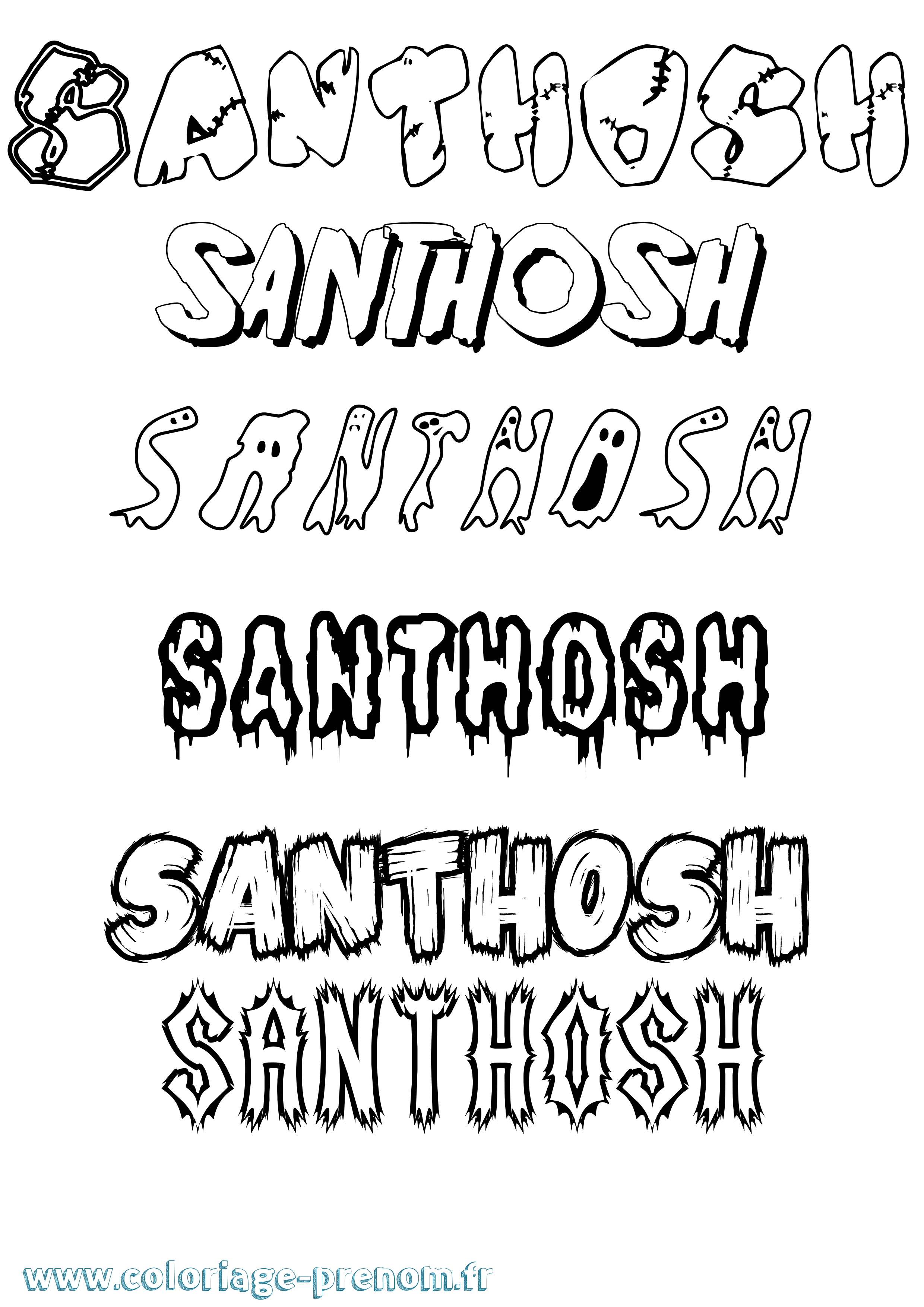 Coloriage Santhosh Frisson Coloriage prénom Santhosh Frisson
