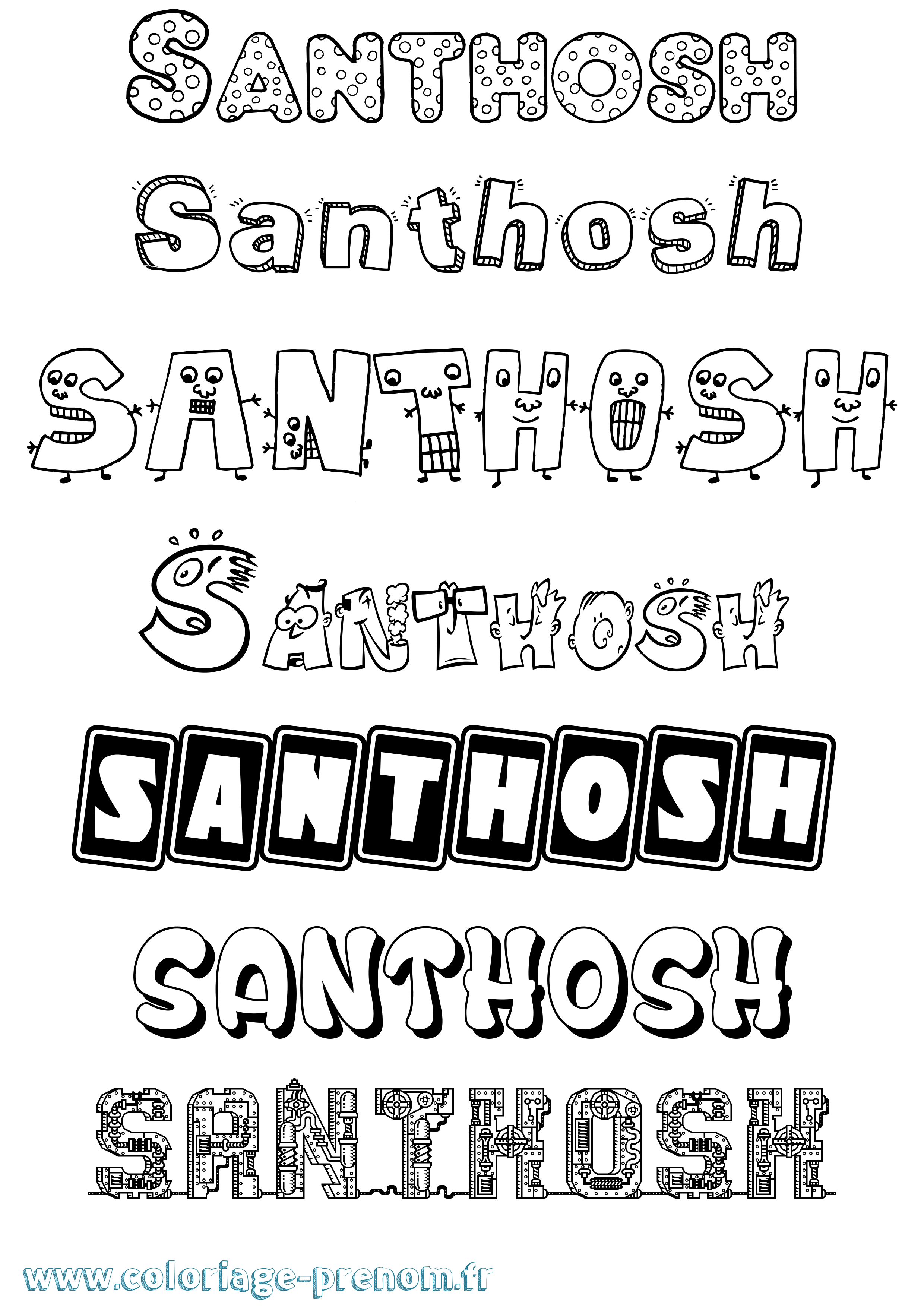 Coloriage Santhosh Fun Coloriage prénom Santhosh Fun