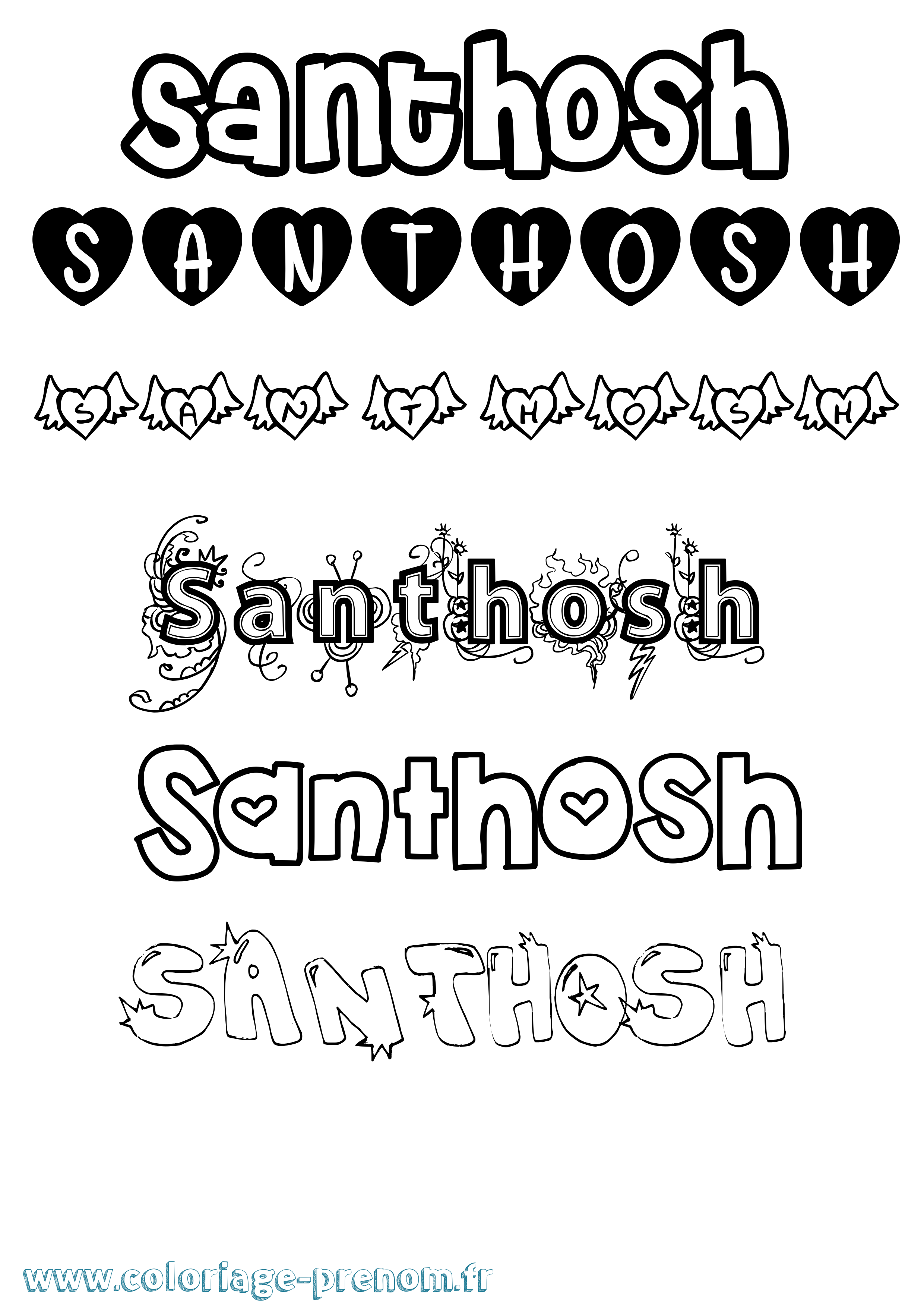 Coloriage Santhosh Girly Coloriage prénom Santhosh Girly