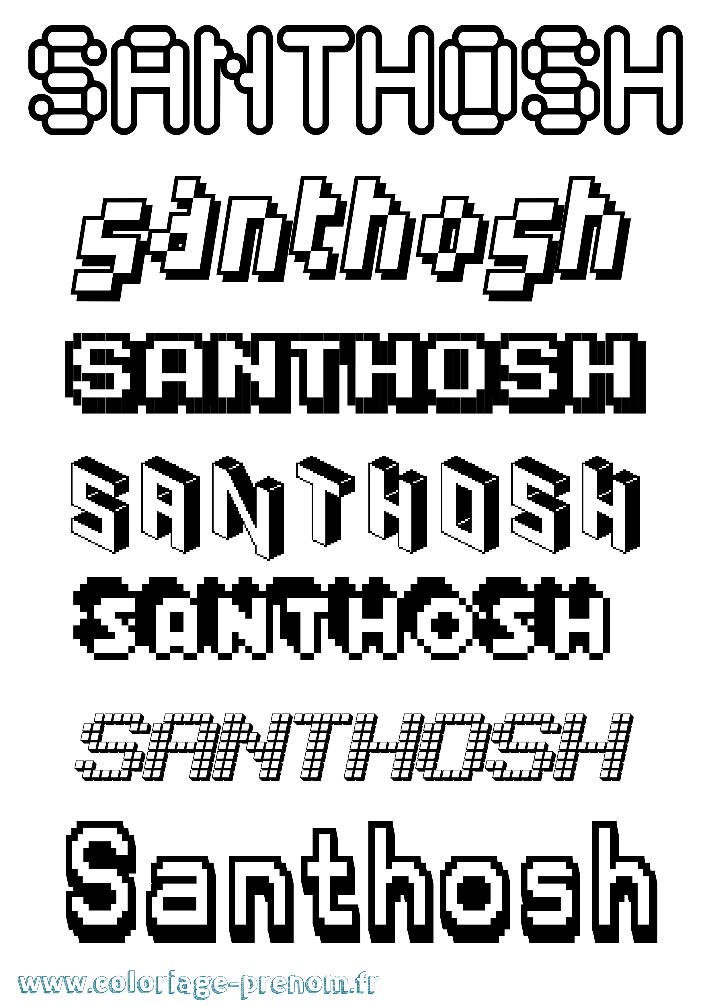Coloriage Santhosh Pixel Coloriage prénom Santhosh Pixel