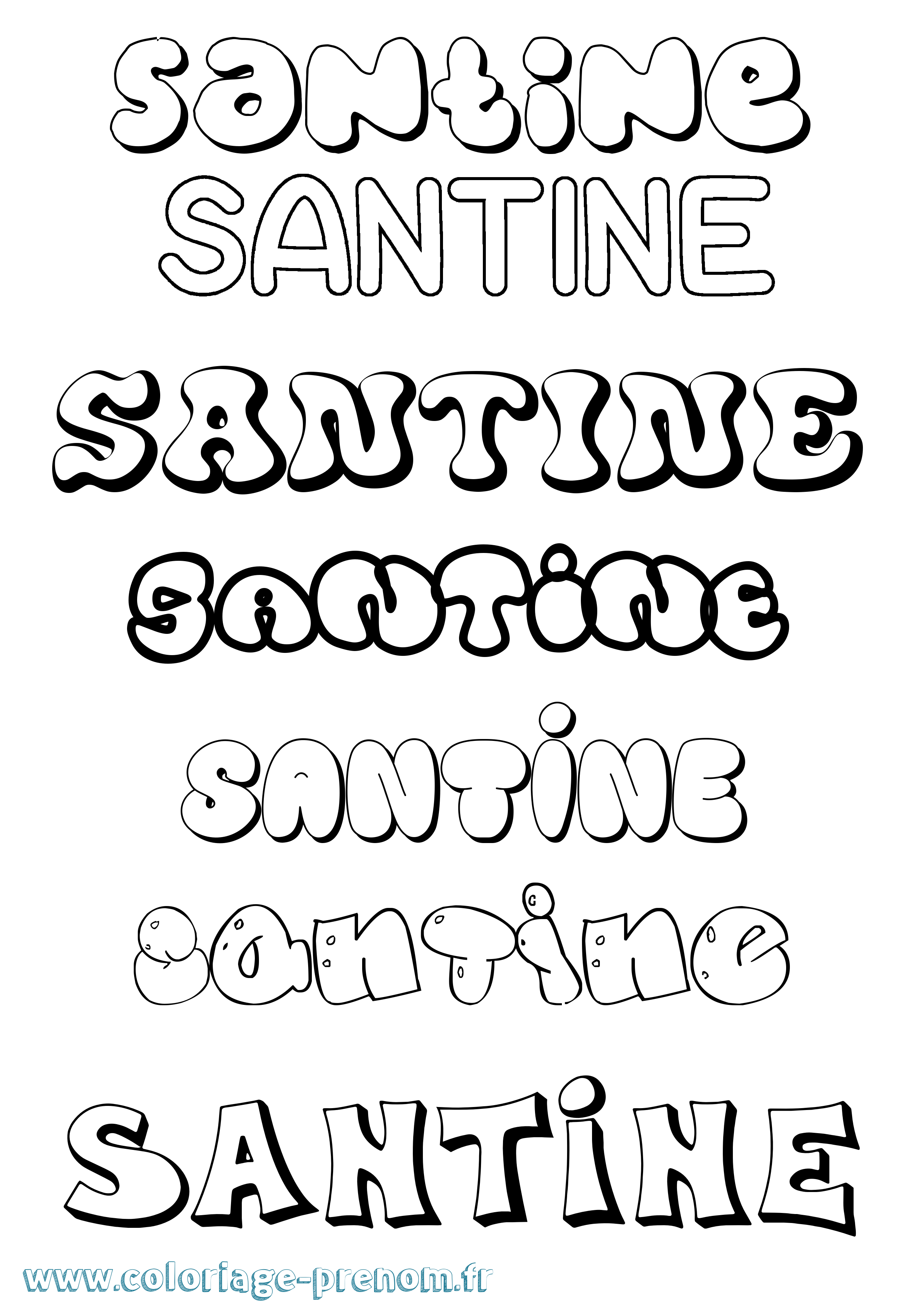 Coloriage Santine Bubble Coloriage prénom Santine Bubble