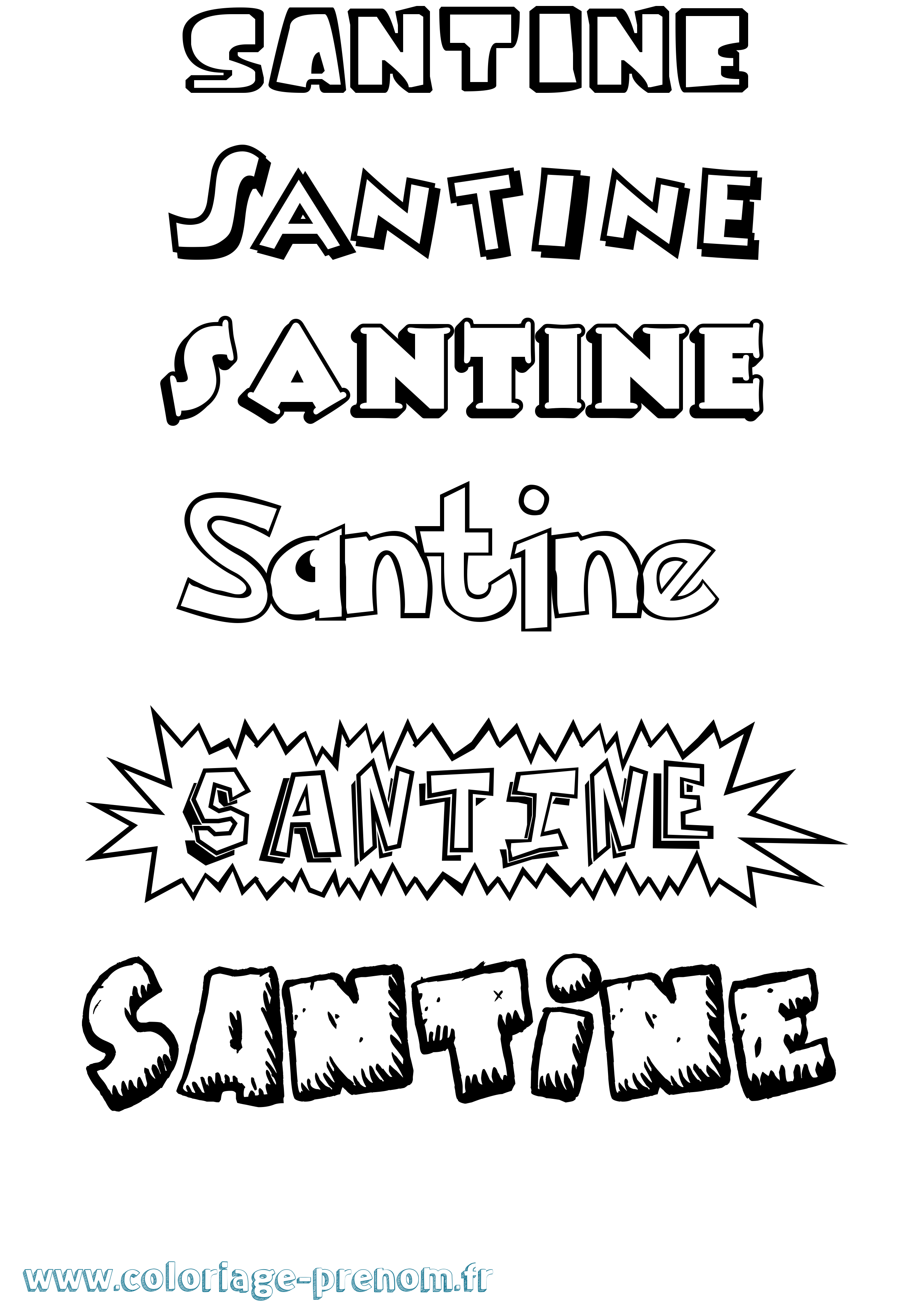 Coloriage Santine Dessin Animé Coloriage prénom Santine Dessin Animé