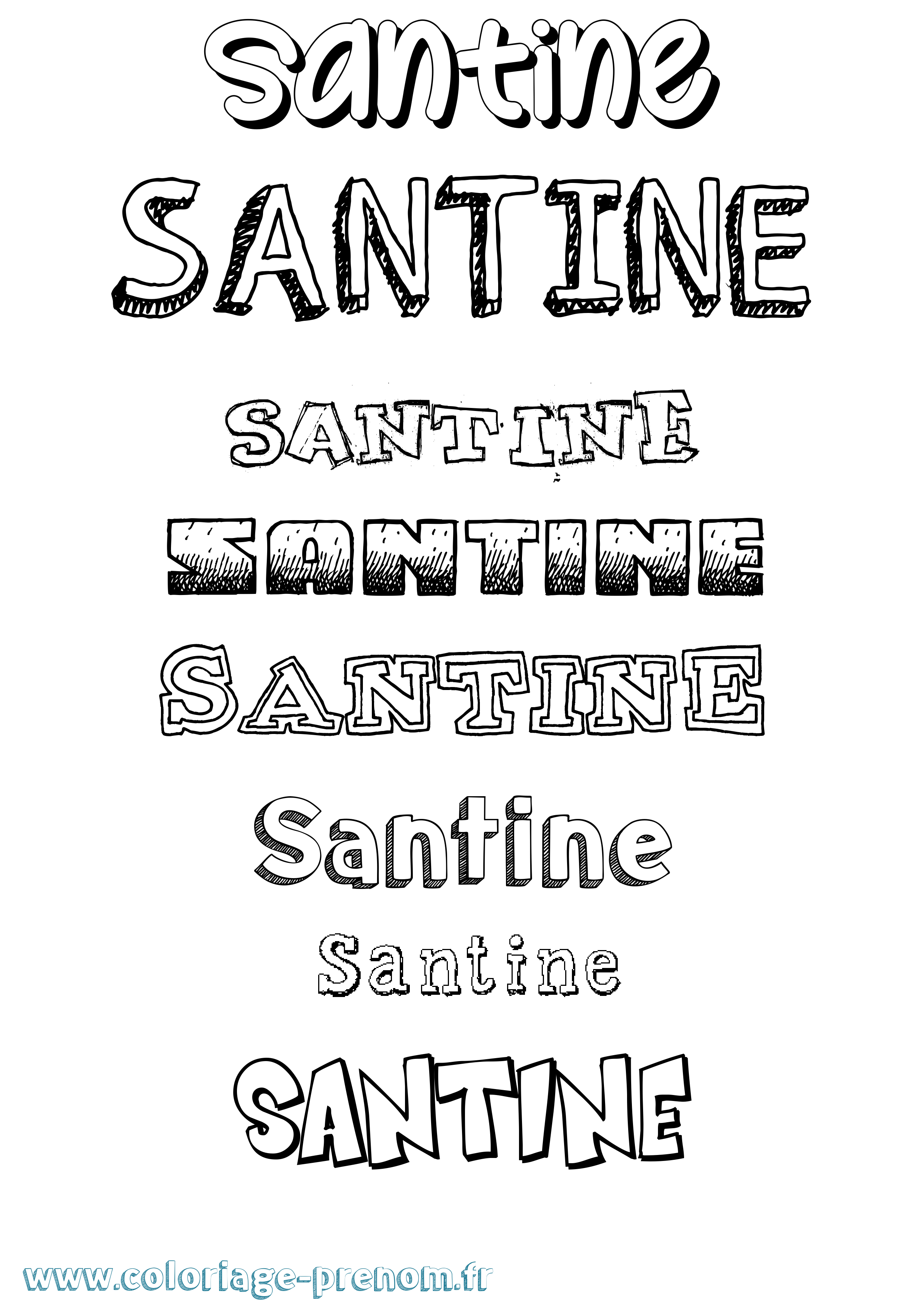 Coloriage Santine Dessiné Coloriage prénom Santine Dessiné