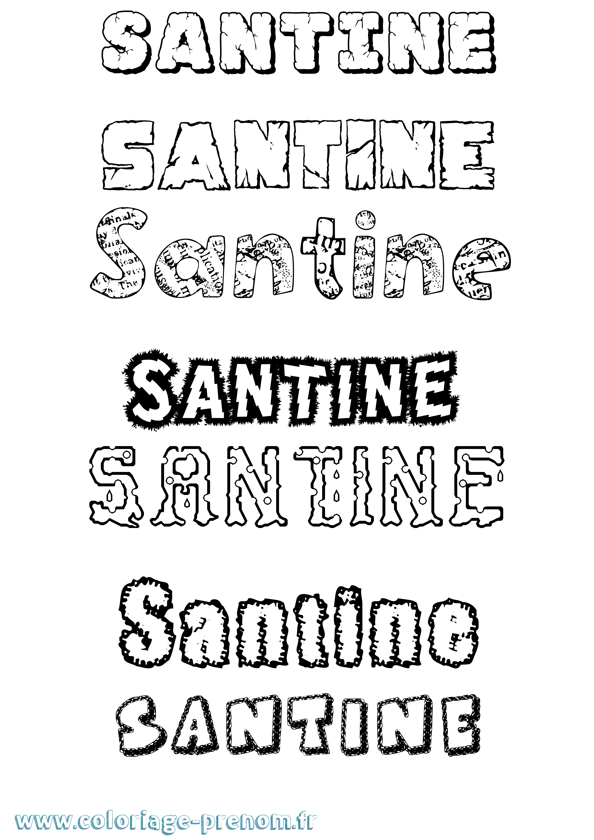 Coloriage Santine Destructuré Coloriage prénom Santine Destructuré