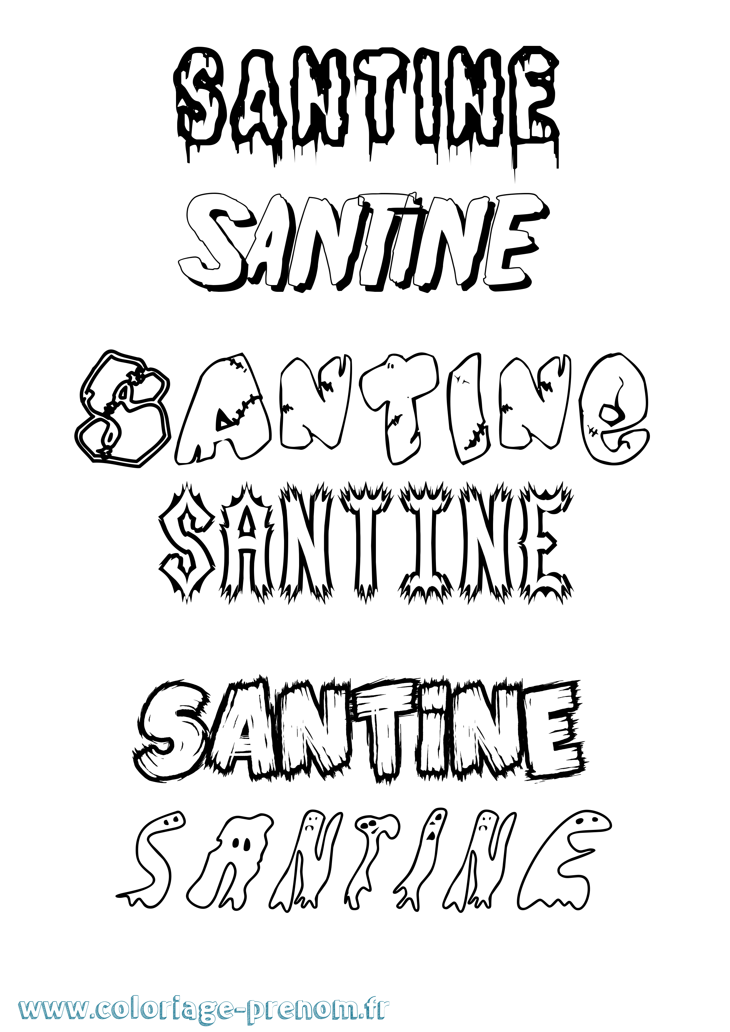 Coloriage Santine Frisson Coloriage prénom Santine Frisson