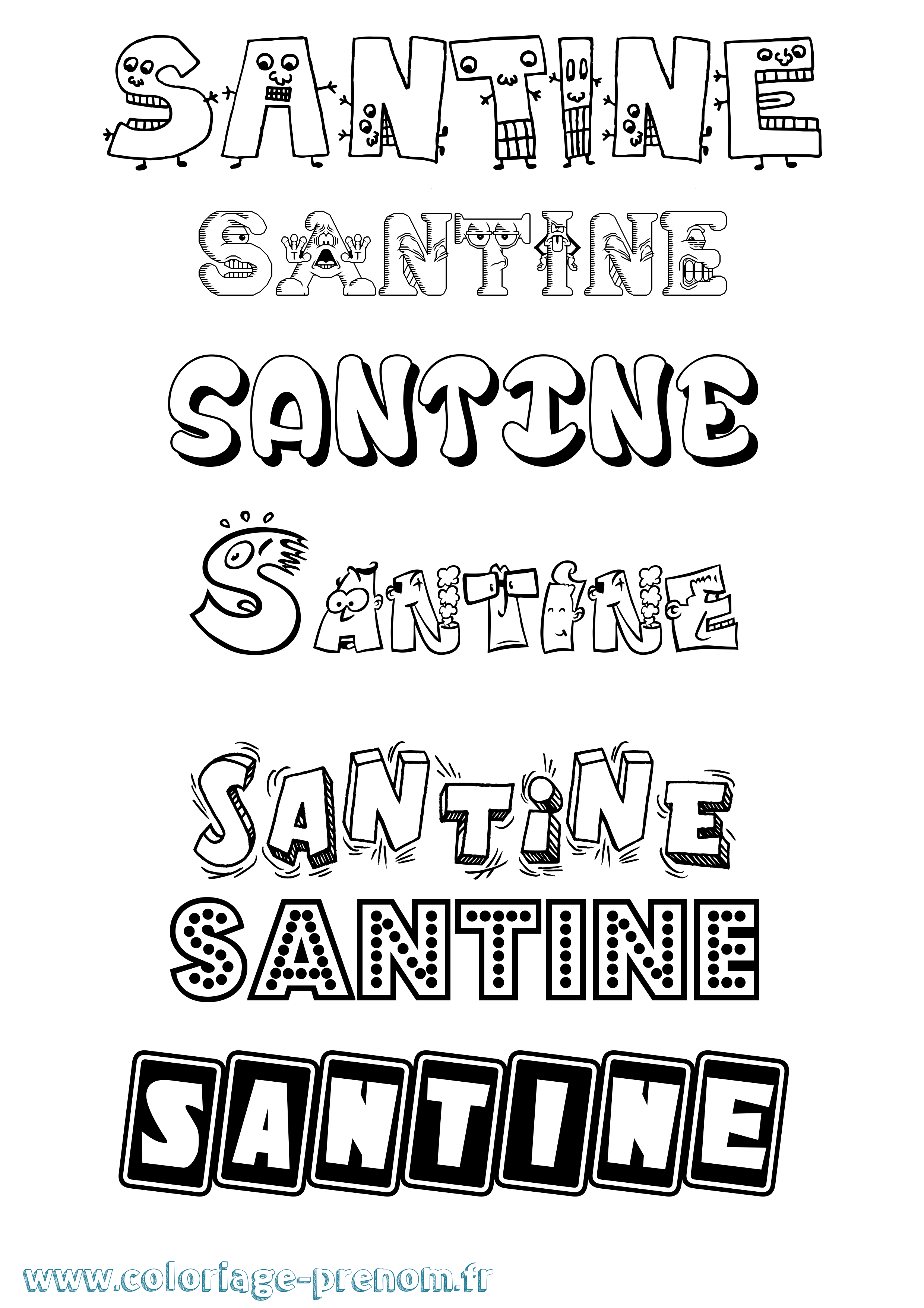 Coloriage Santine Fun Coloriage prénom Santine Fun