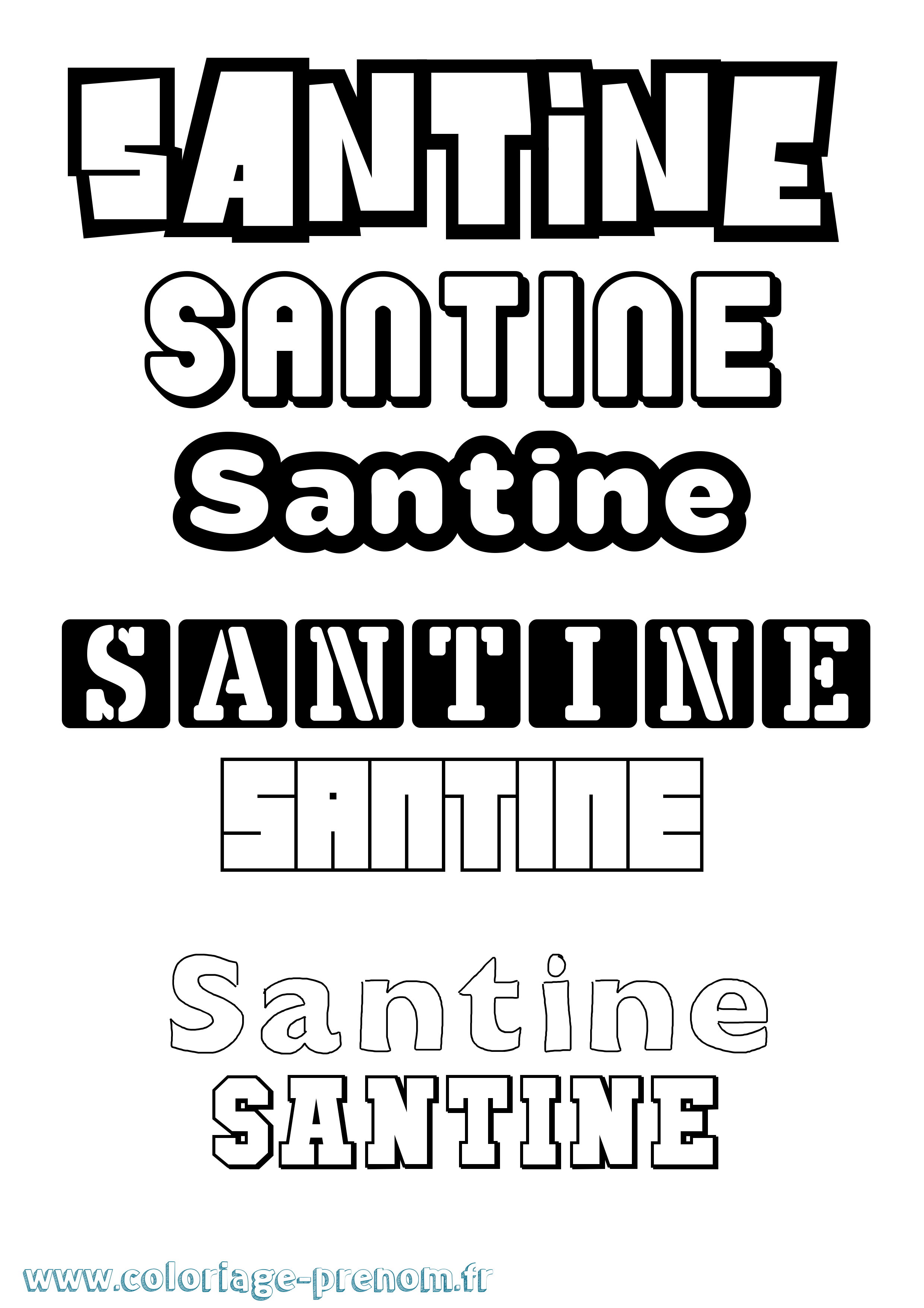 Coloriage Santine Simple Coloriage prénom Santine Simple
