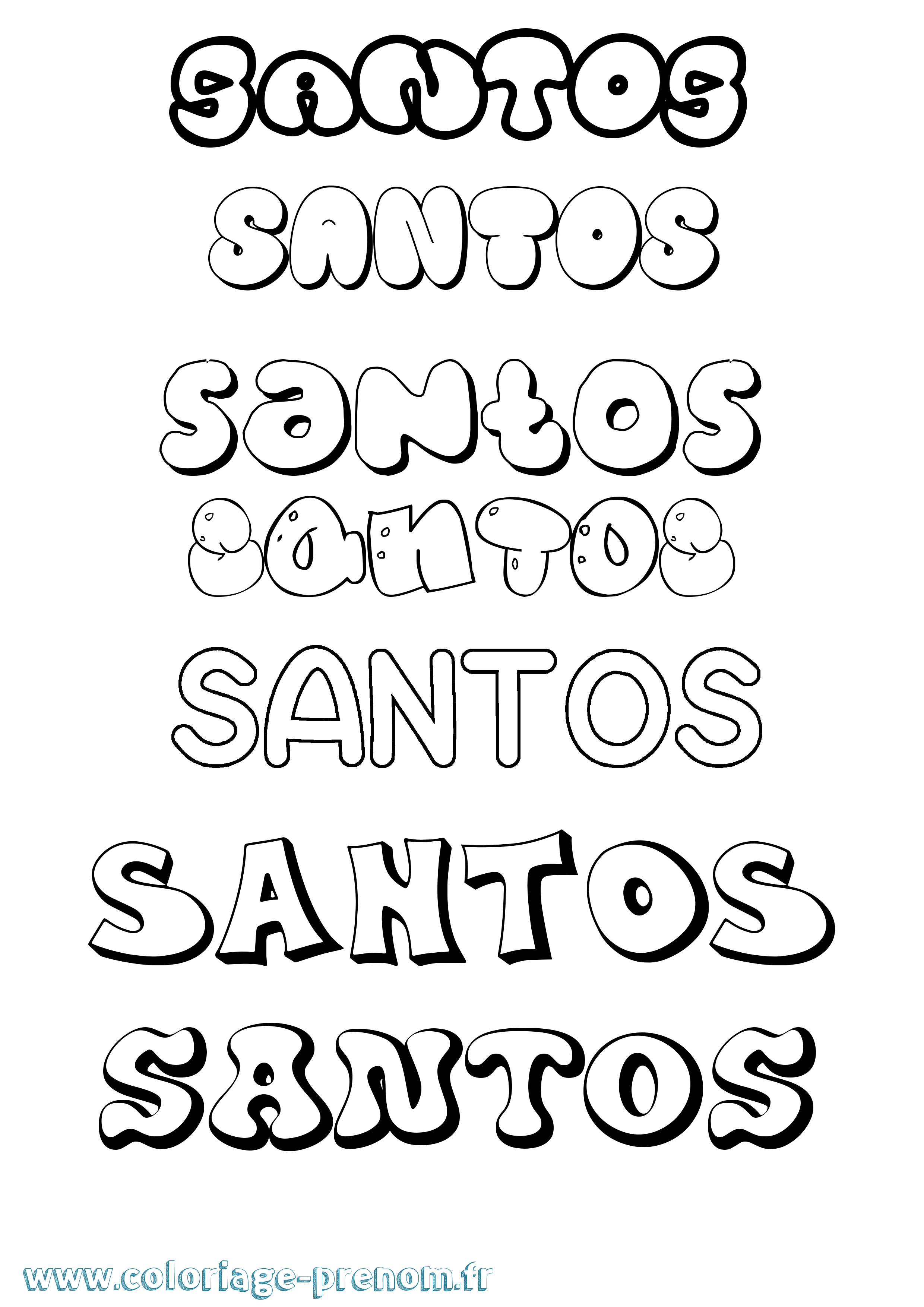 Coloriage Santos Bubble Coloriage prénom Santos Bubble