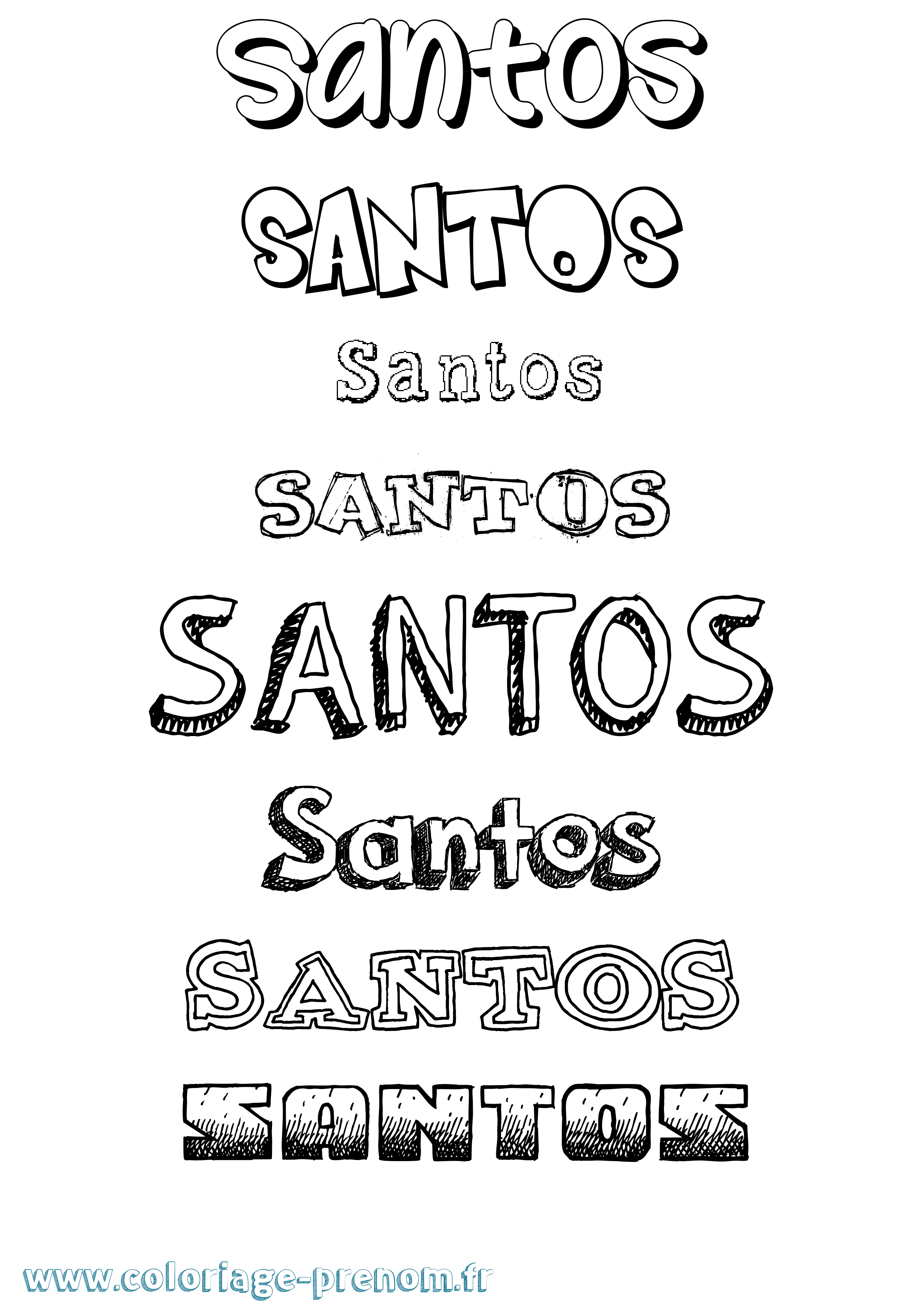 Coloriage Santos Dessiné Coloriage prénom Santos Dessiné