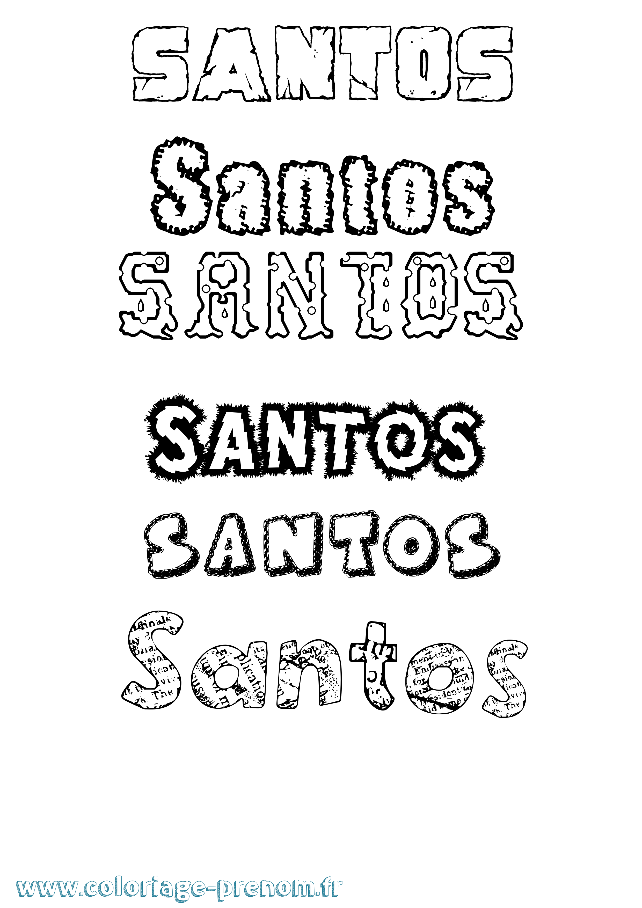 Coloriage Santos Destructuré Coloriage prénom Santos Destructuré