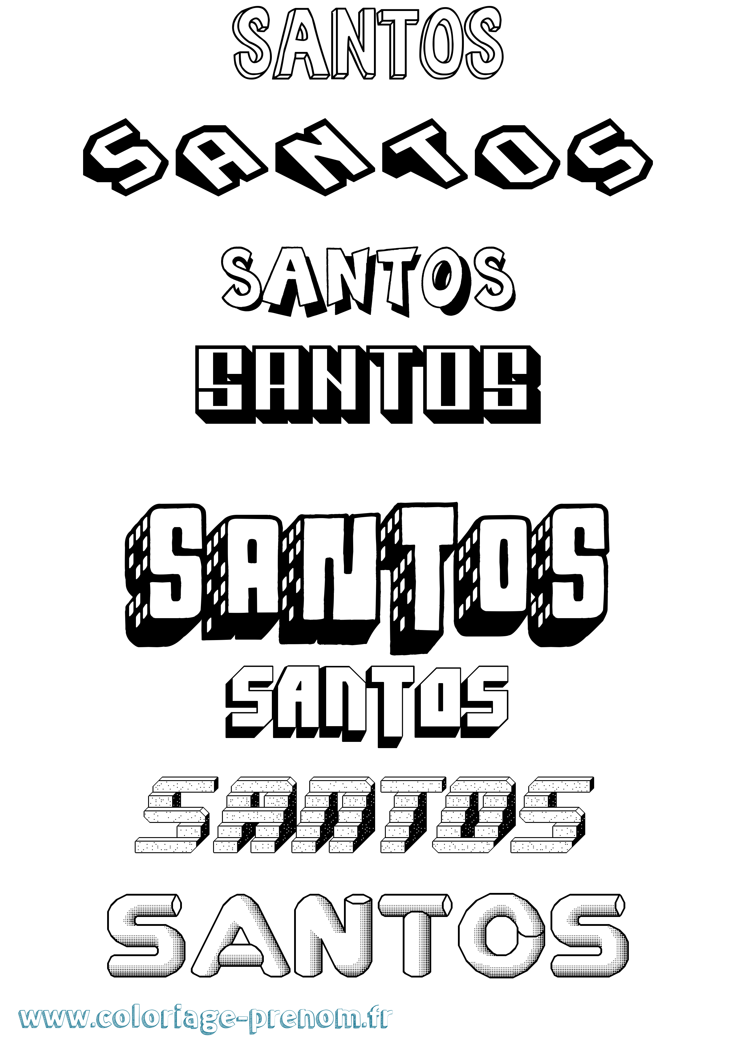 Coloriage Santos Effet 3D Coloriage prénom Santos Effet 3D