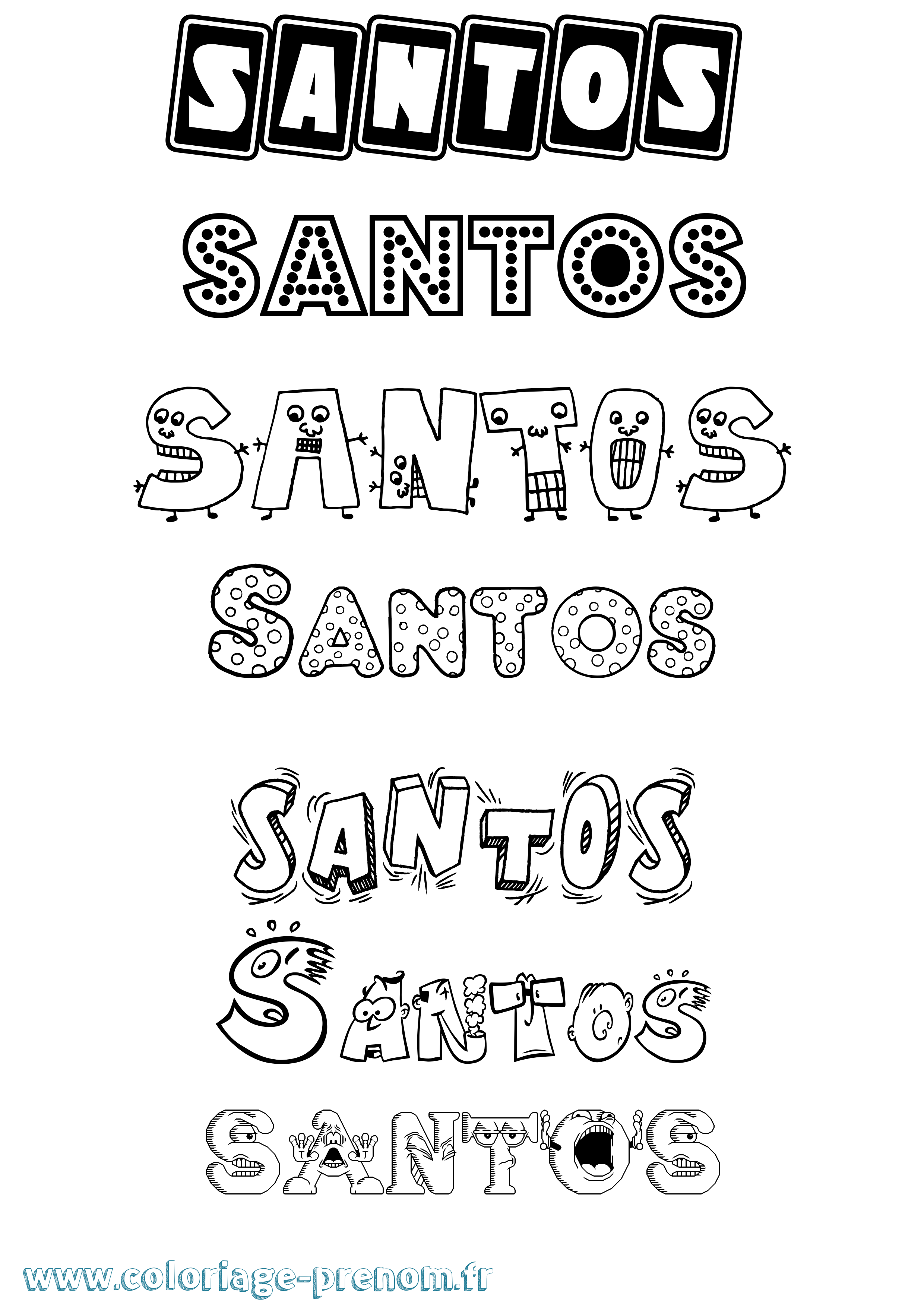 Coloriage Santos Fun Coloriage prénom Santos Fun