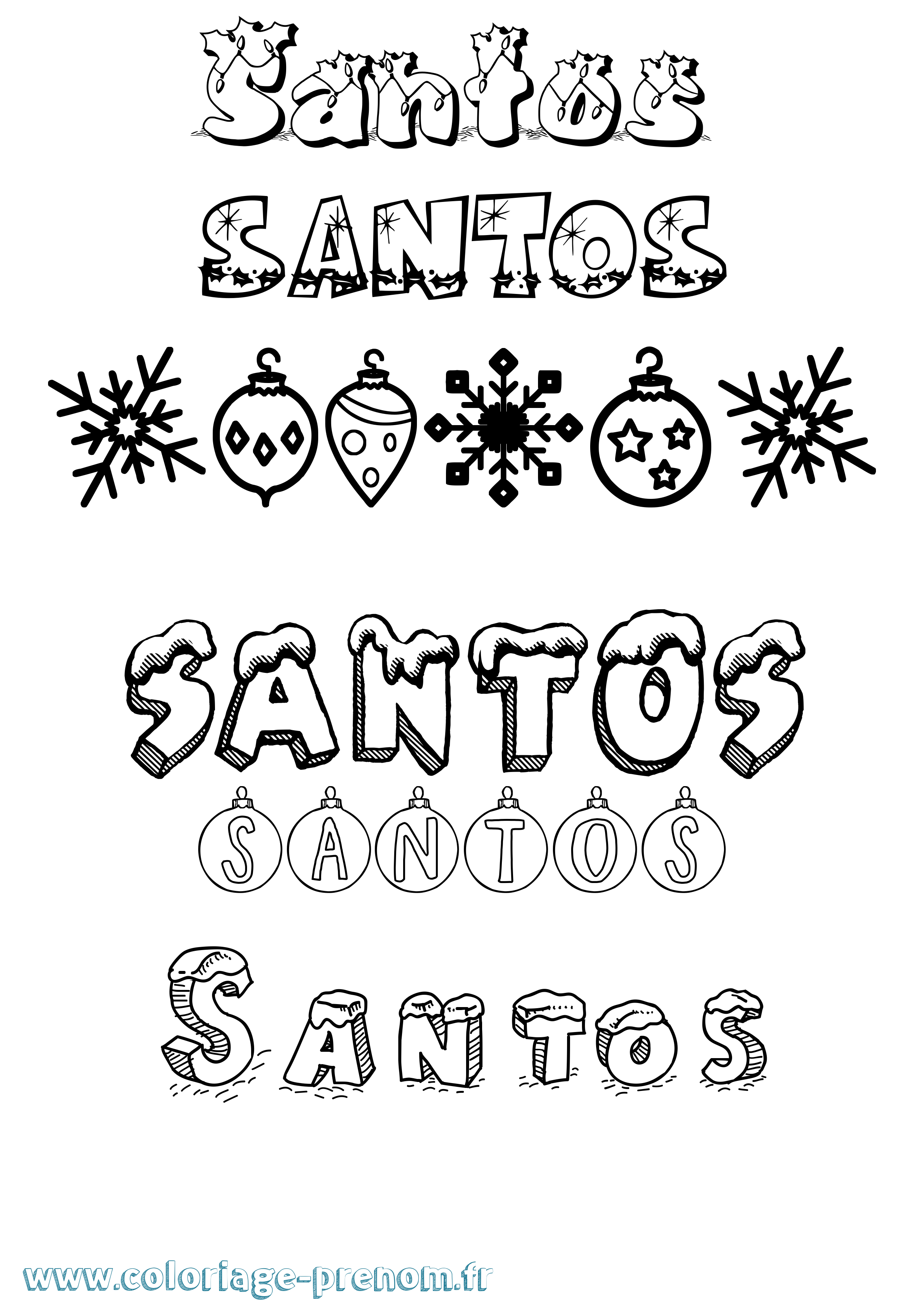 Coloriage Santos Noël Coloriage prénom Santos Noël