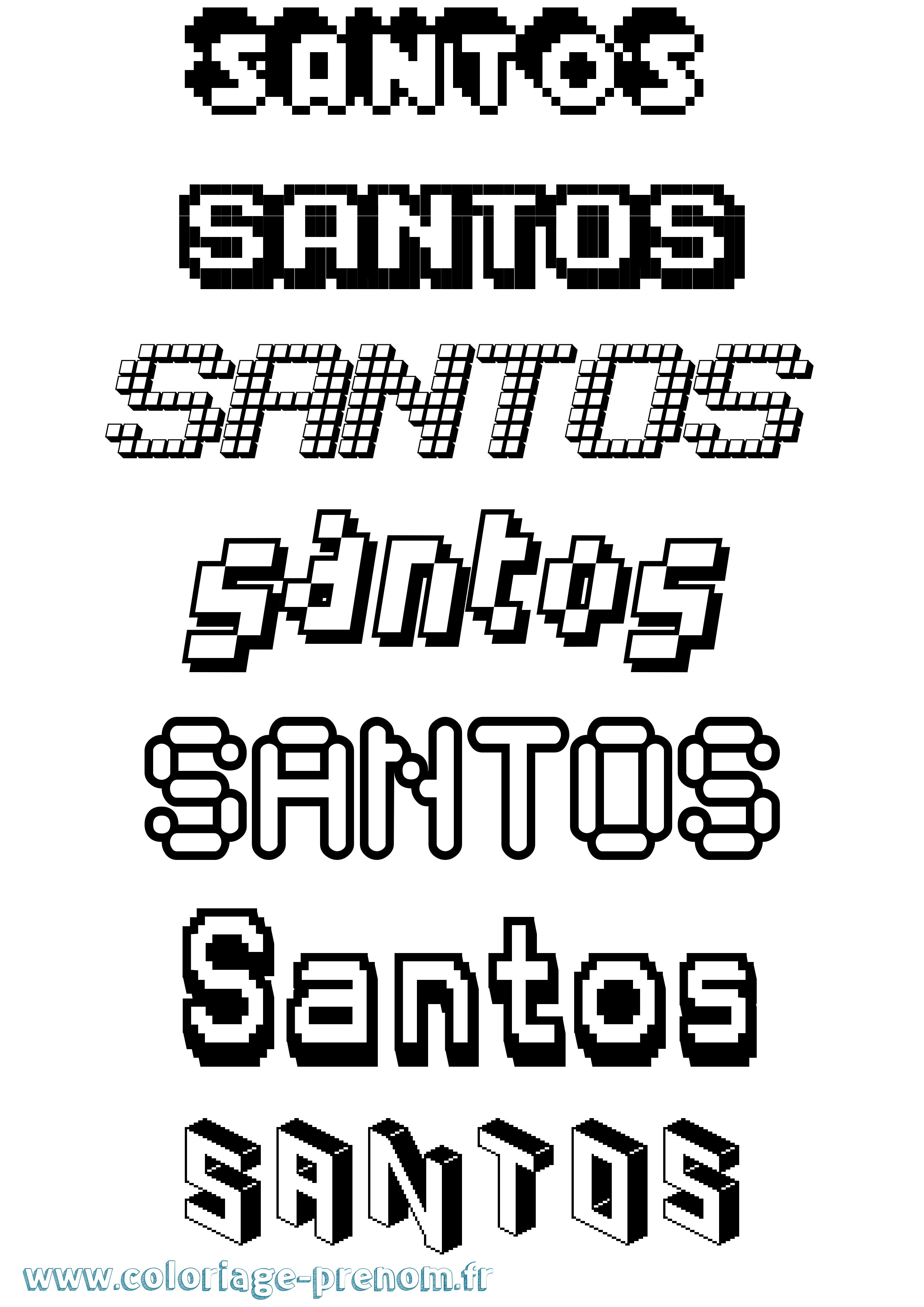 Coloriage Santos Pixel Coloriage prénom Santos Pixel