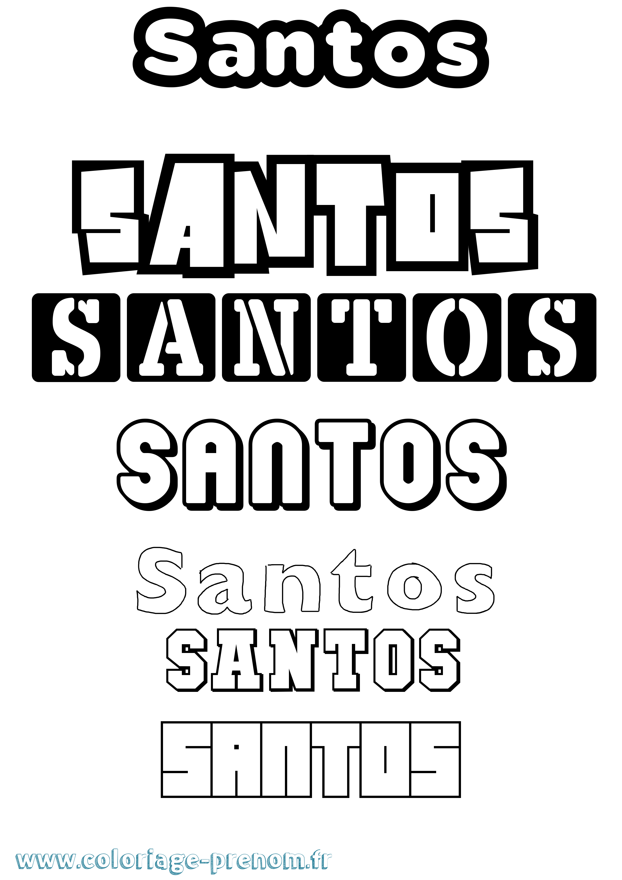 Coloriage Santos Simple Coloriage prénom Santos Simple