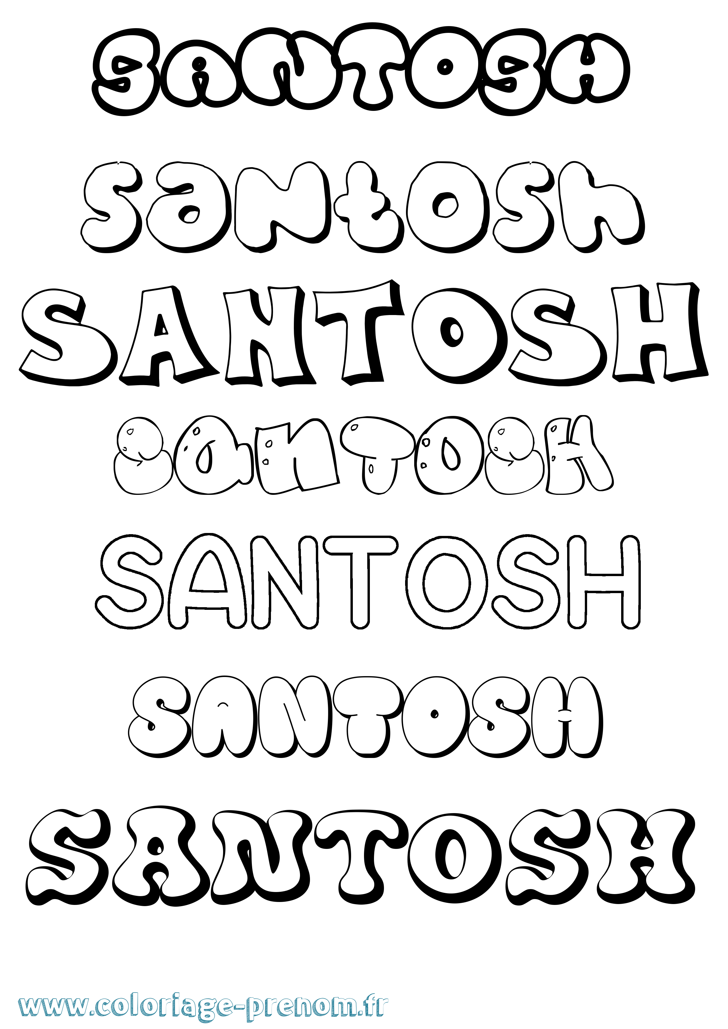 Coloriage Santosh Bubble Coloriage prénom Santosh Bubble