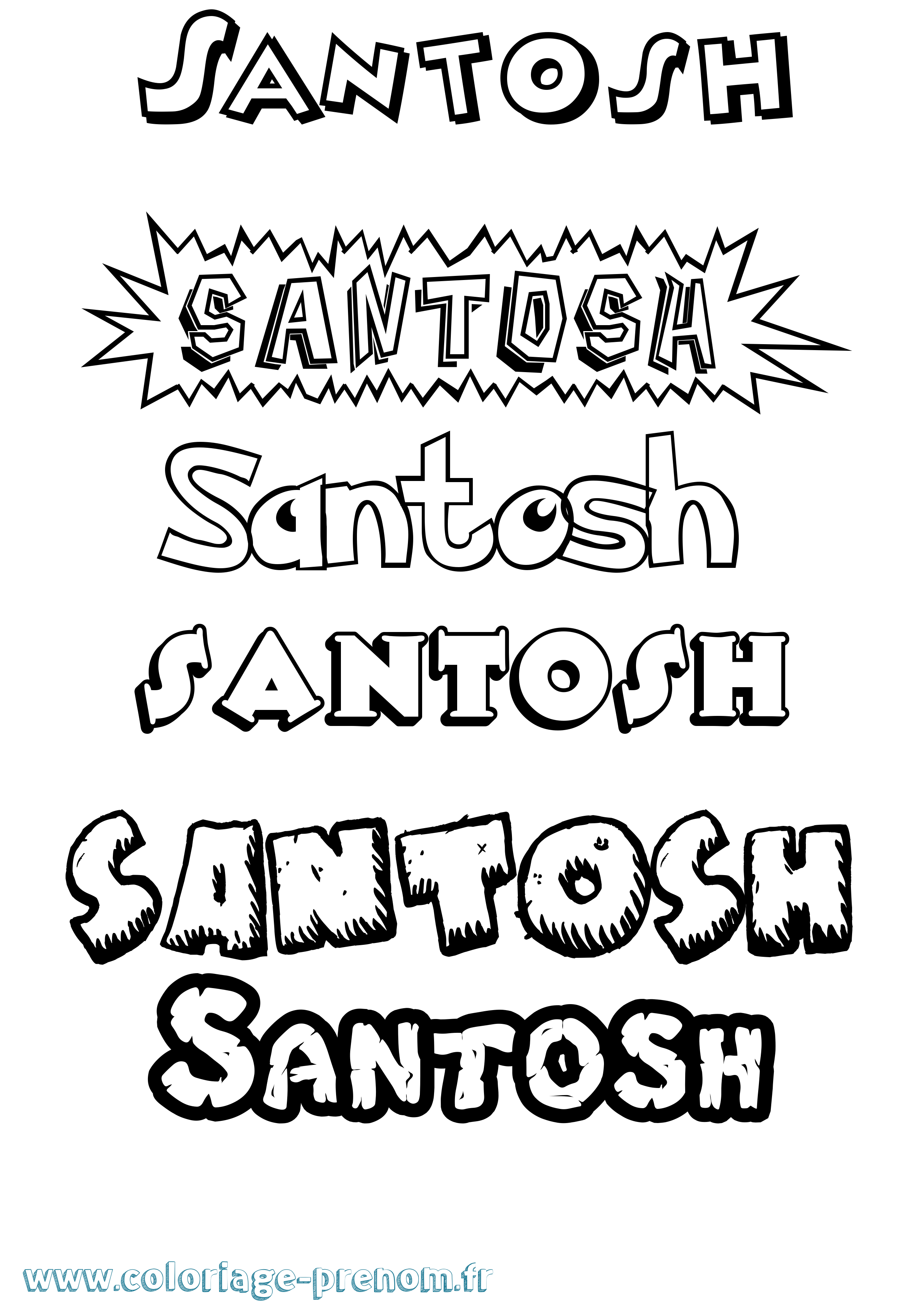 Coloriage Santosh Dessin Animé Coloriage prénom Santosh Dessin Animé