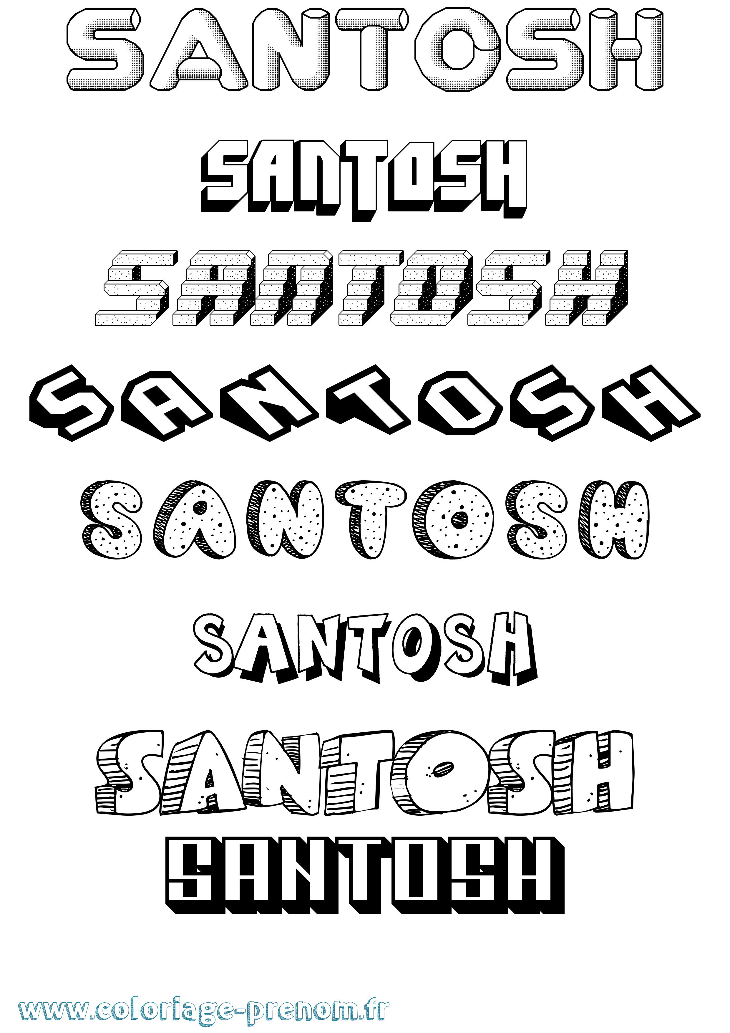 Coloriage Santosh Effet 3D Coloriage prénom Santosh Effet 3D