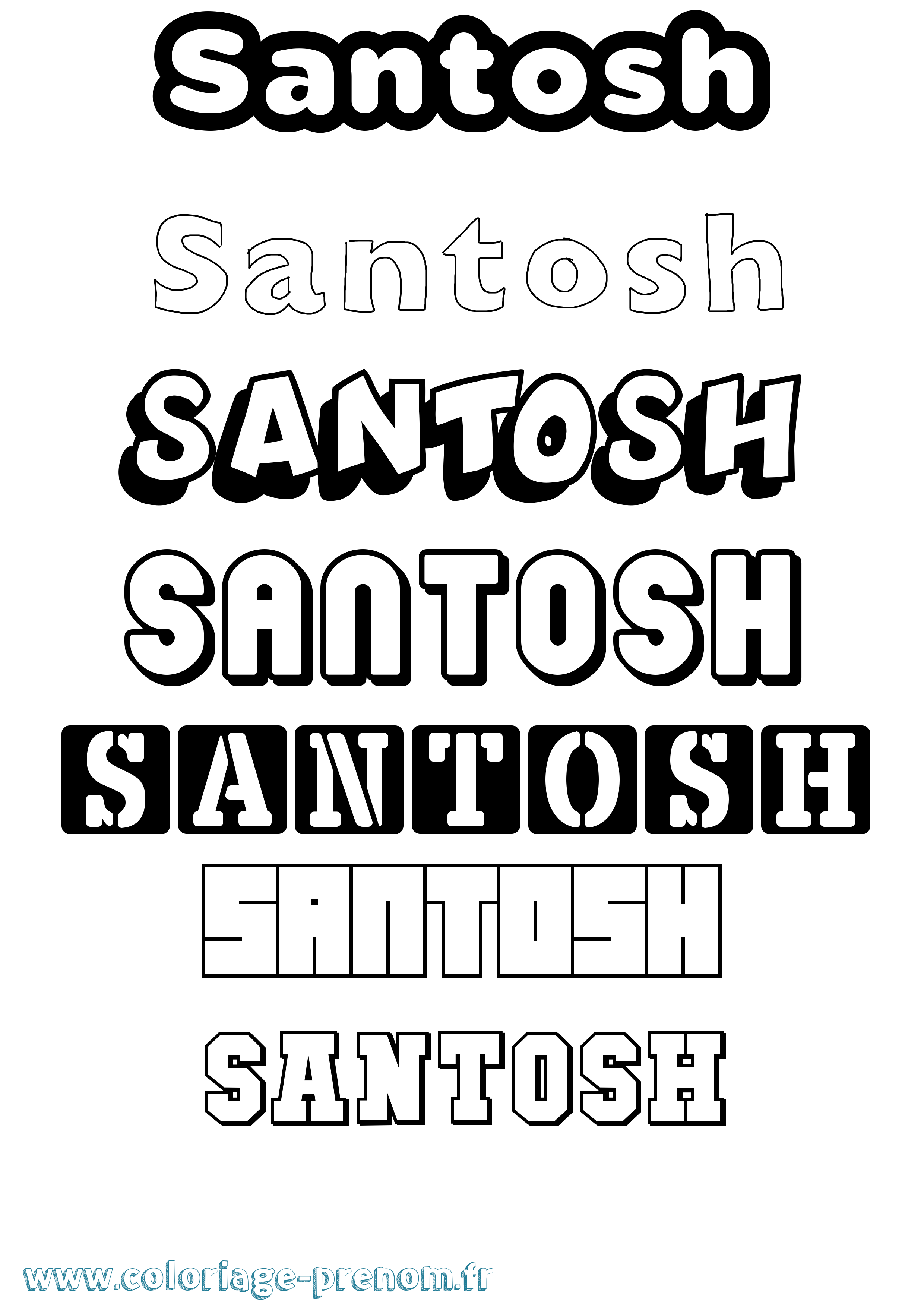 Coloriage Santosh Simple Coloriage prénom Santosh Simple