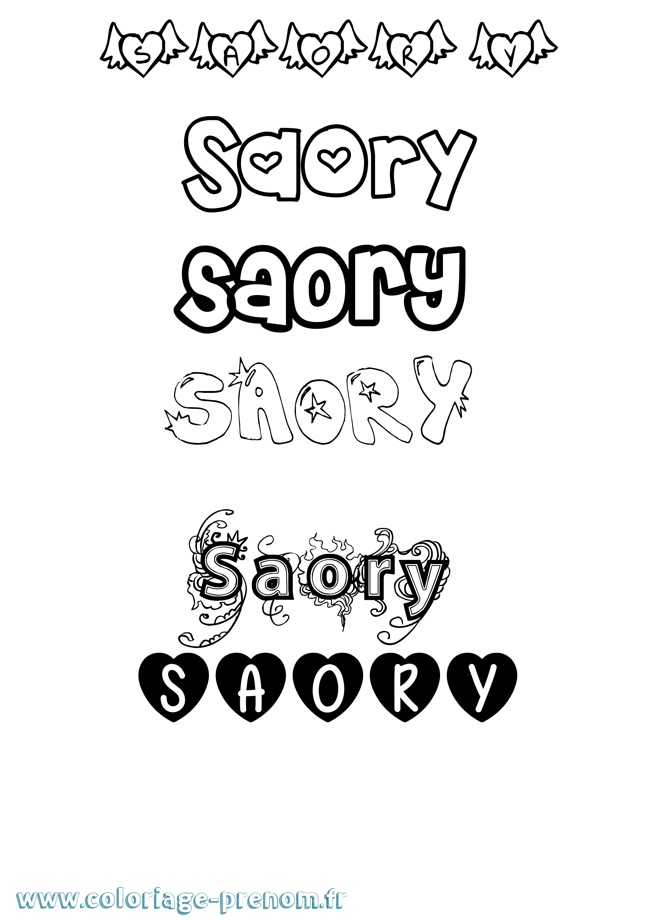 Coloriage Saory Girly Coloriage prénom Saory Girly
