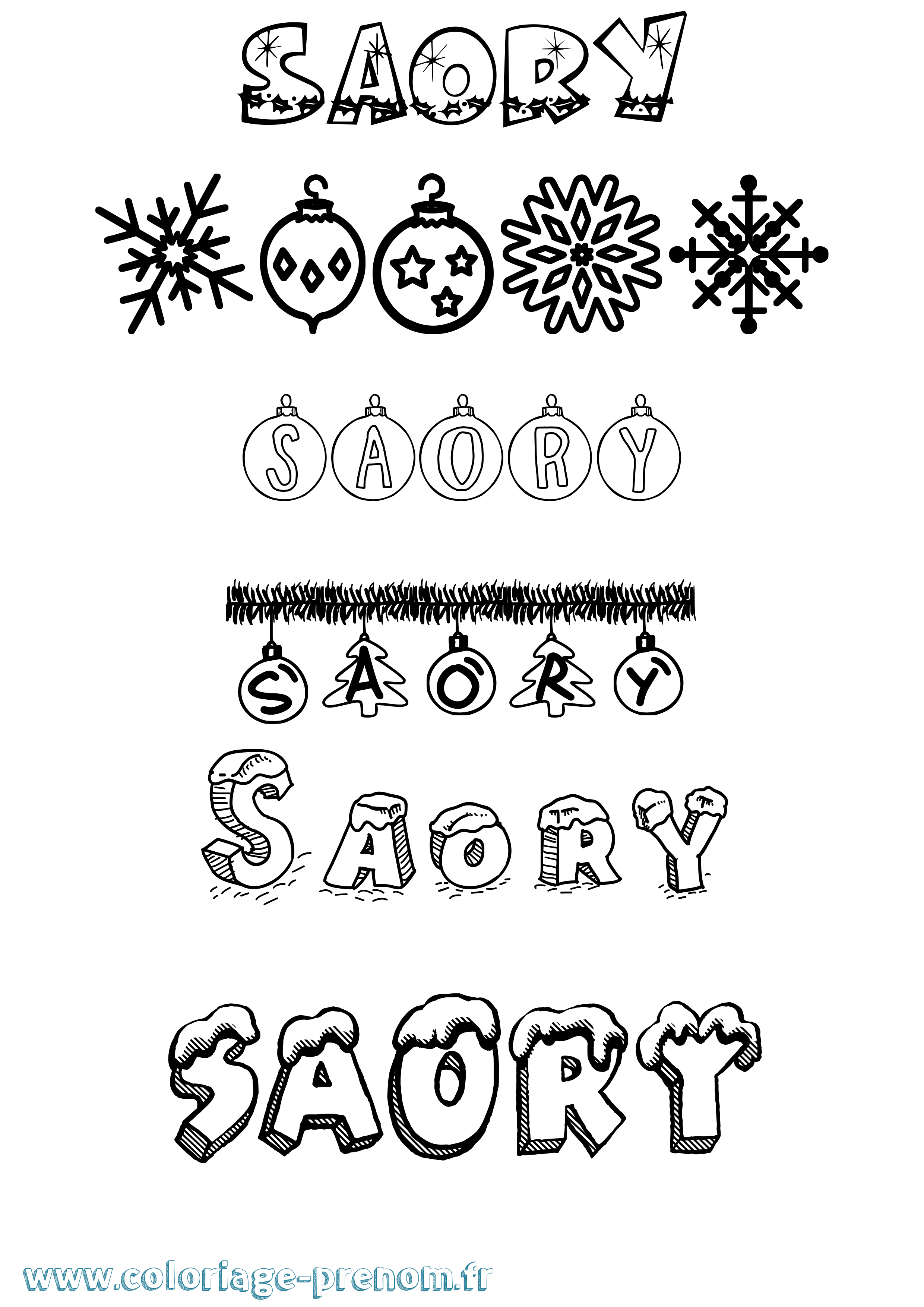 Coloriage Saory Noël Coloriage prénom Saory Noël