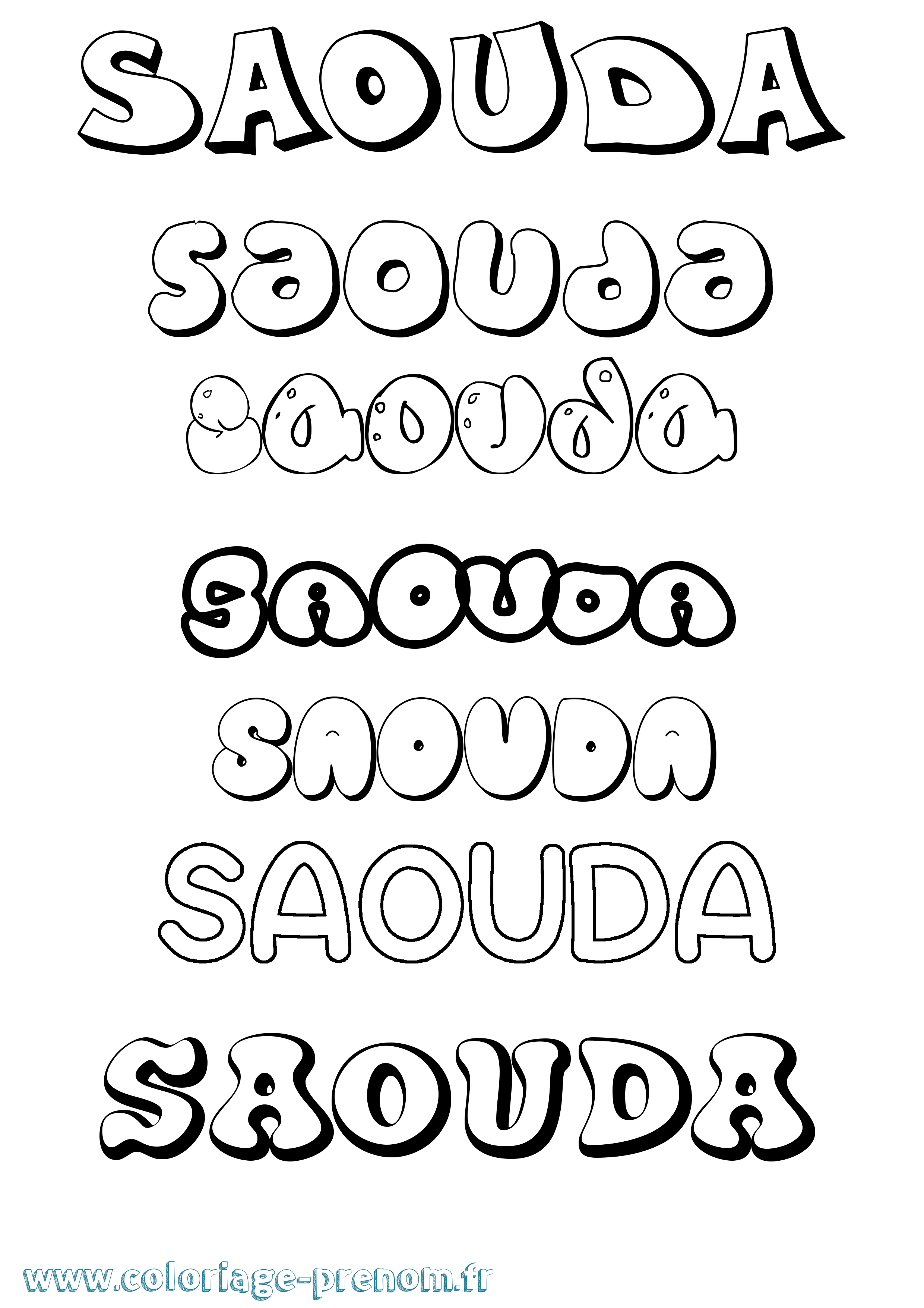 Coloriage Saouda Bubble Coloriage prénom Saouda Bubble