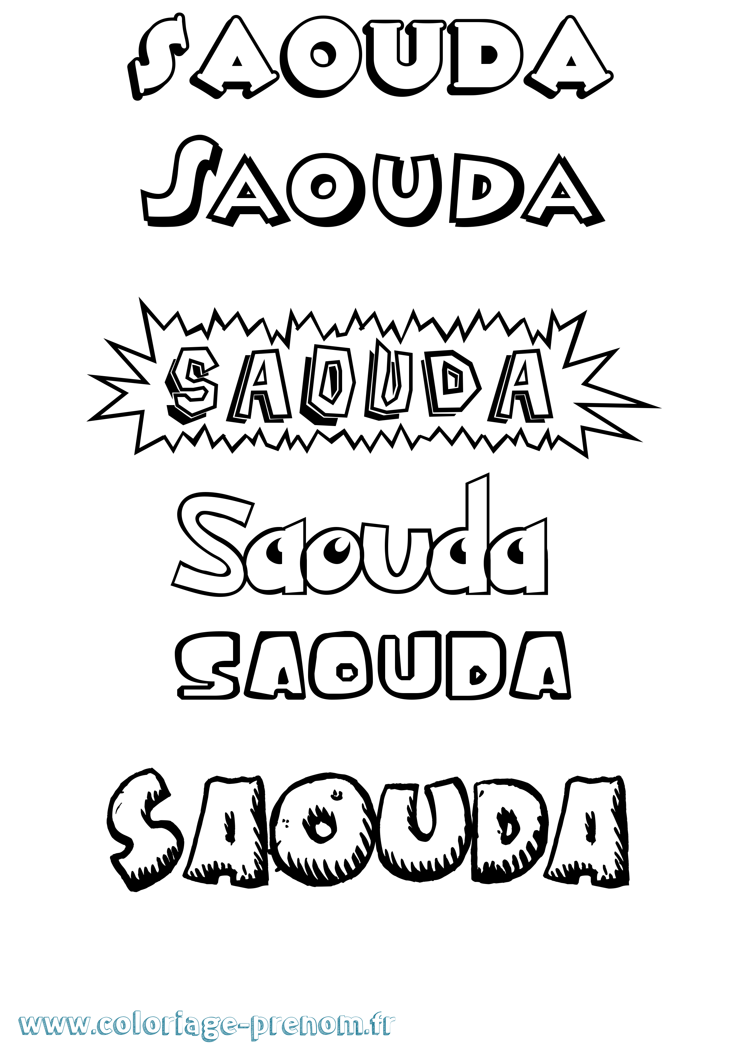 Coloriage Saouda Dessin Animé Coloriage prénom Saouda Dessin Animé