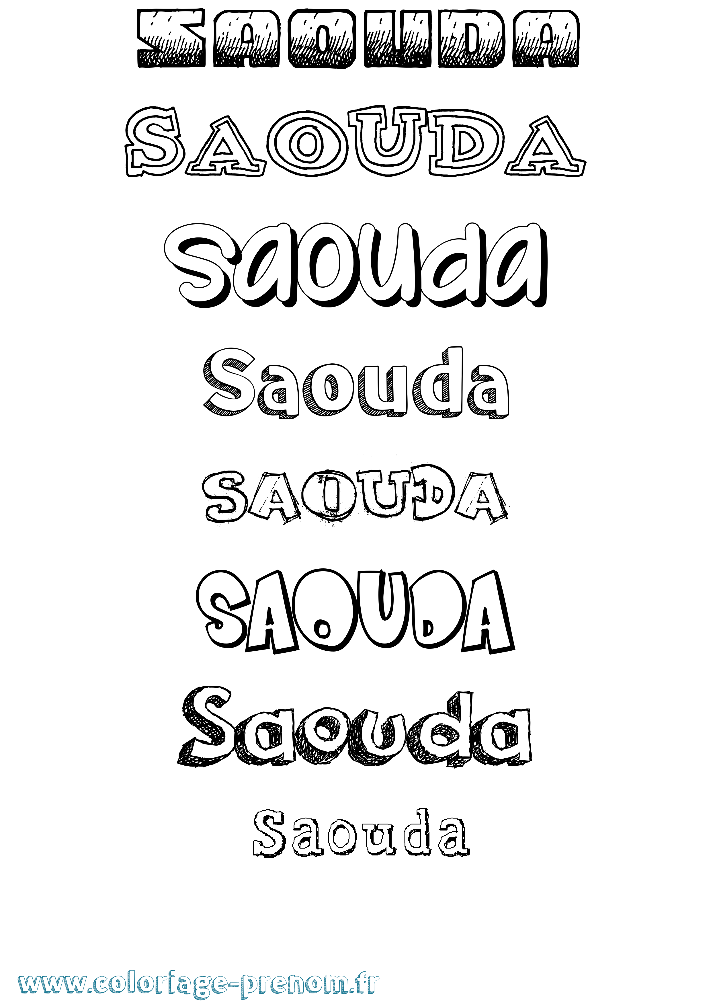 Coloriage Saouda Dessiné Coloriage prénom Saouda Dessiné
