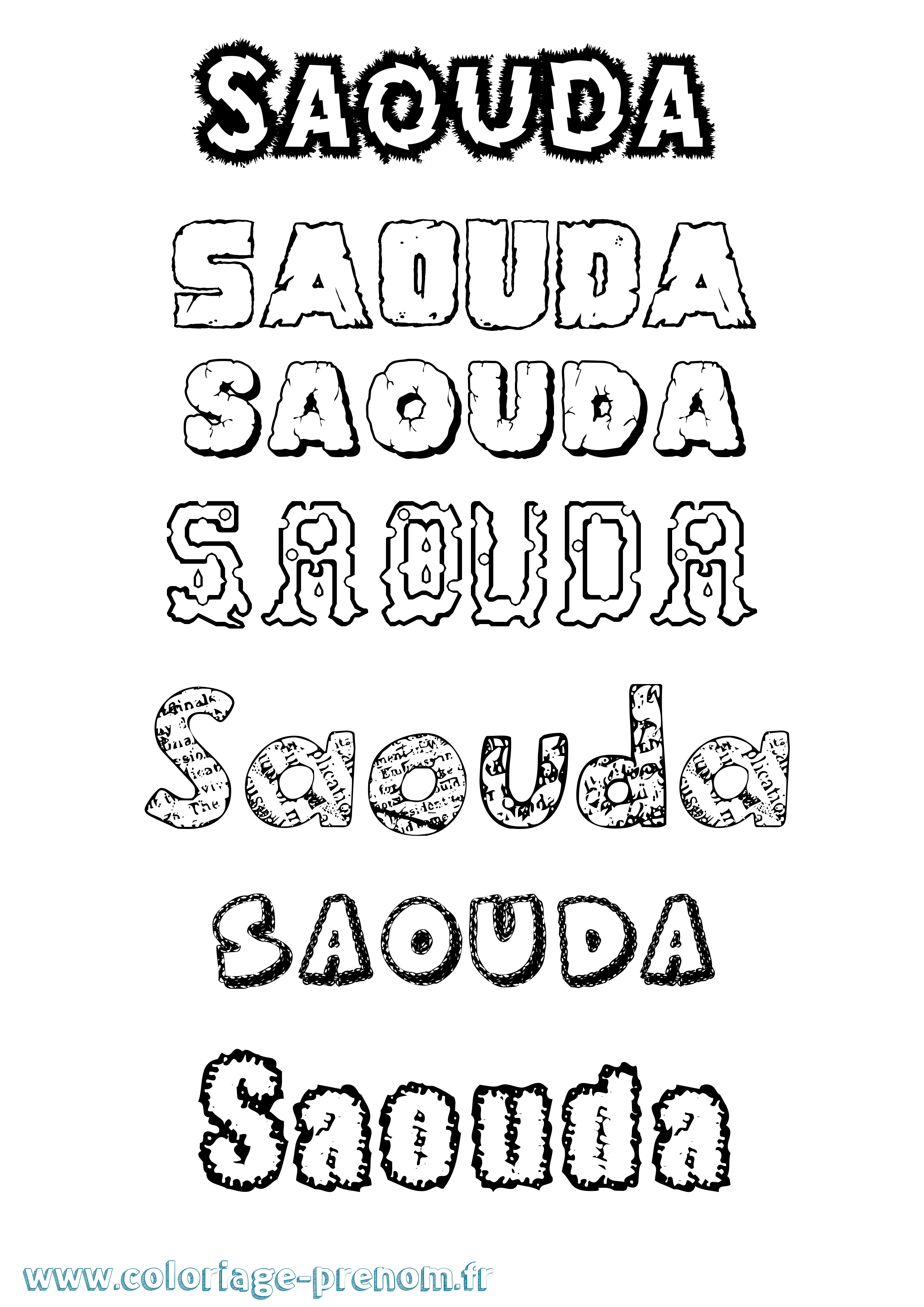 Coloriage Saouda Destructuré Coloriage prénom Saouda Destructuré
