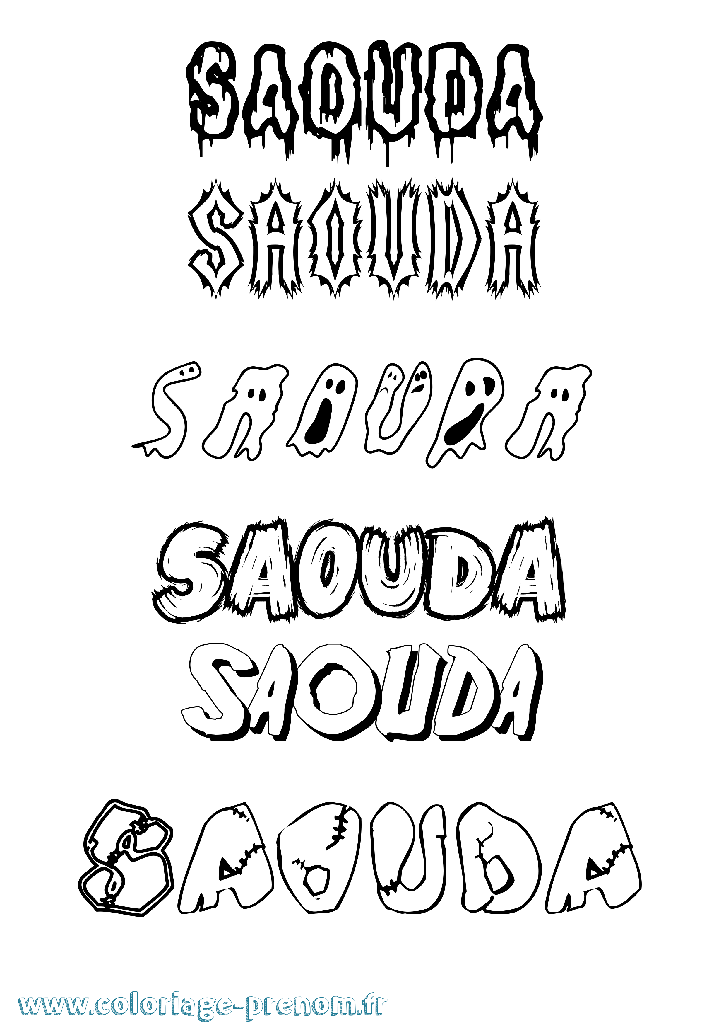 Coloriage Saouda Frisson Coloriage prénom Saouda Frisson
