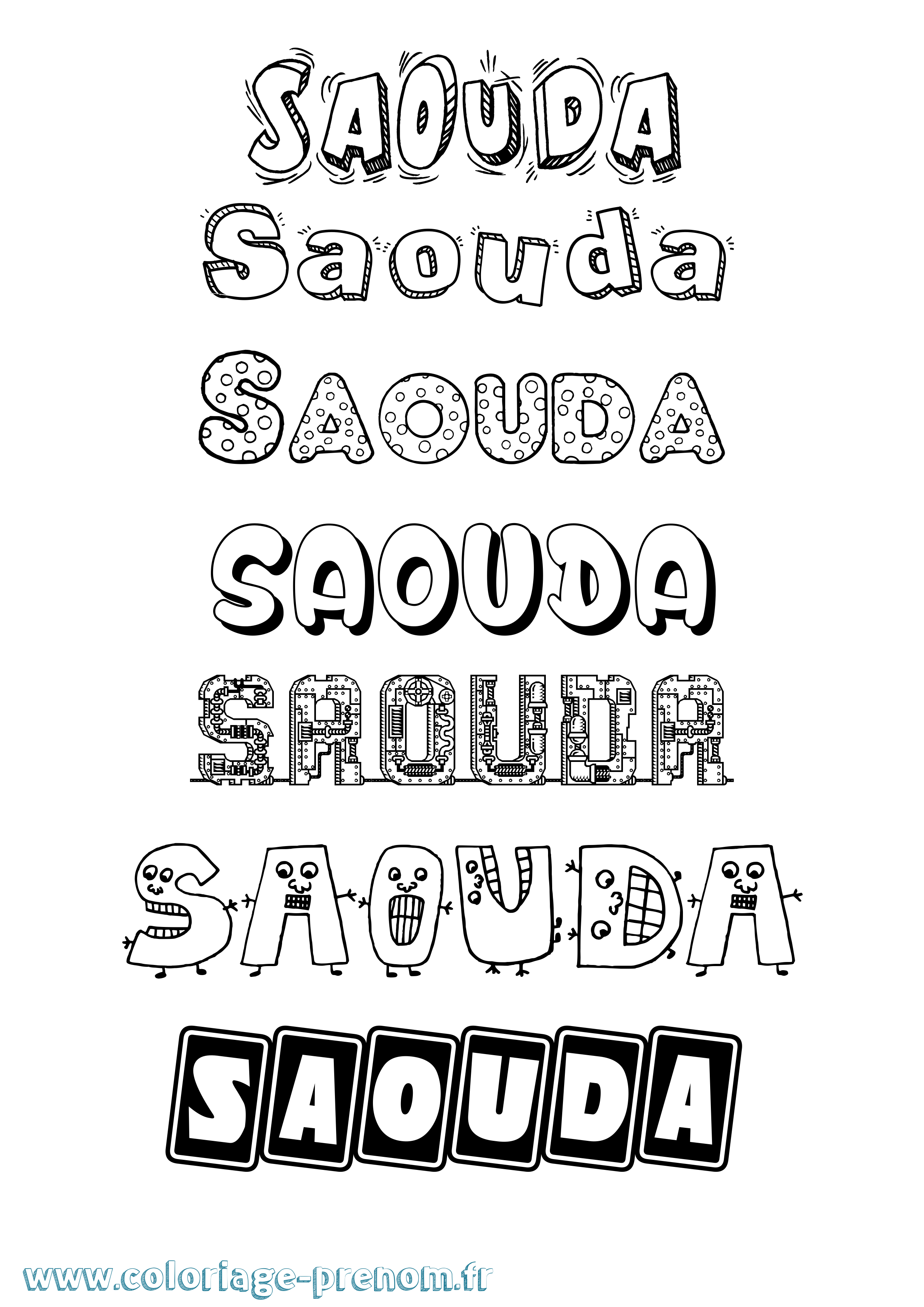 Coloriage Saouda Fun Coloriage prénom Saouda Fun