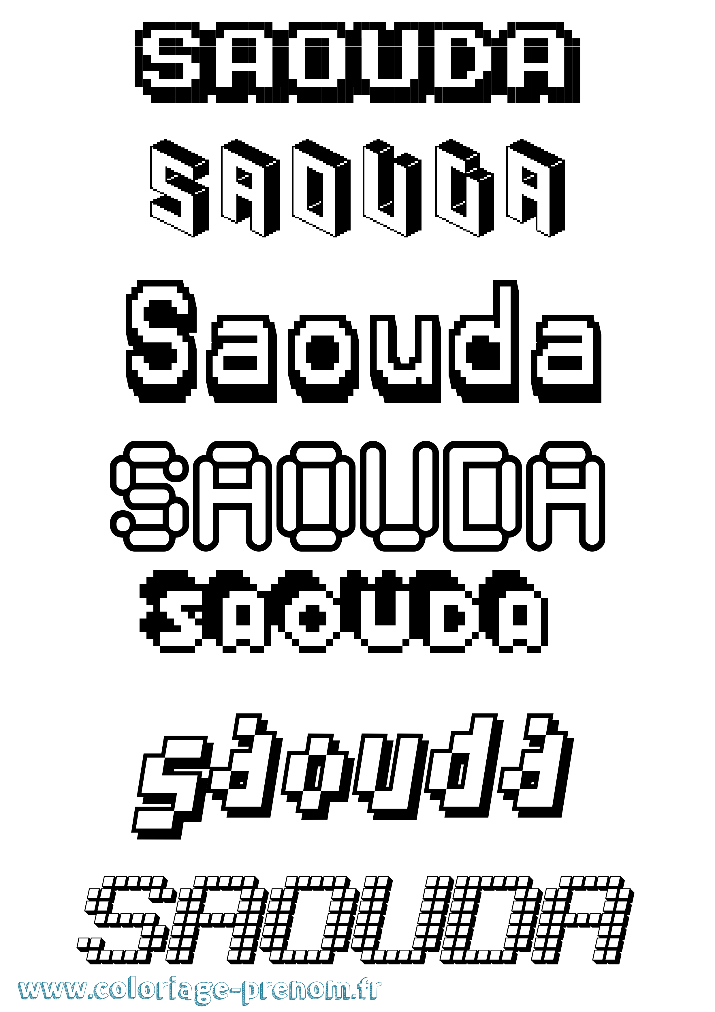 Coloriage Saouda Pixel Coloriage prénom Saouda Pixel