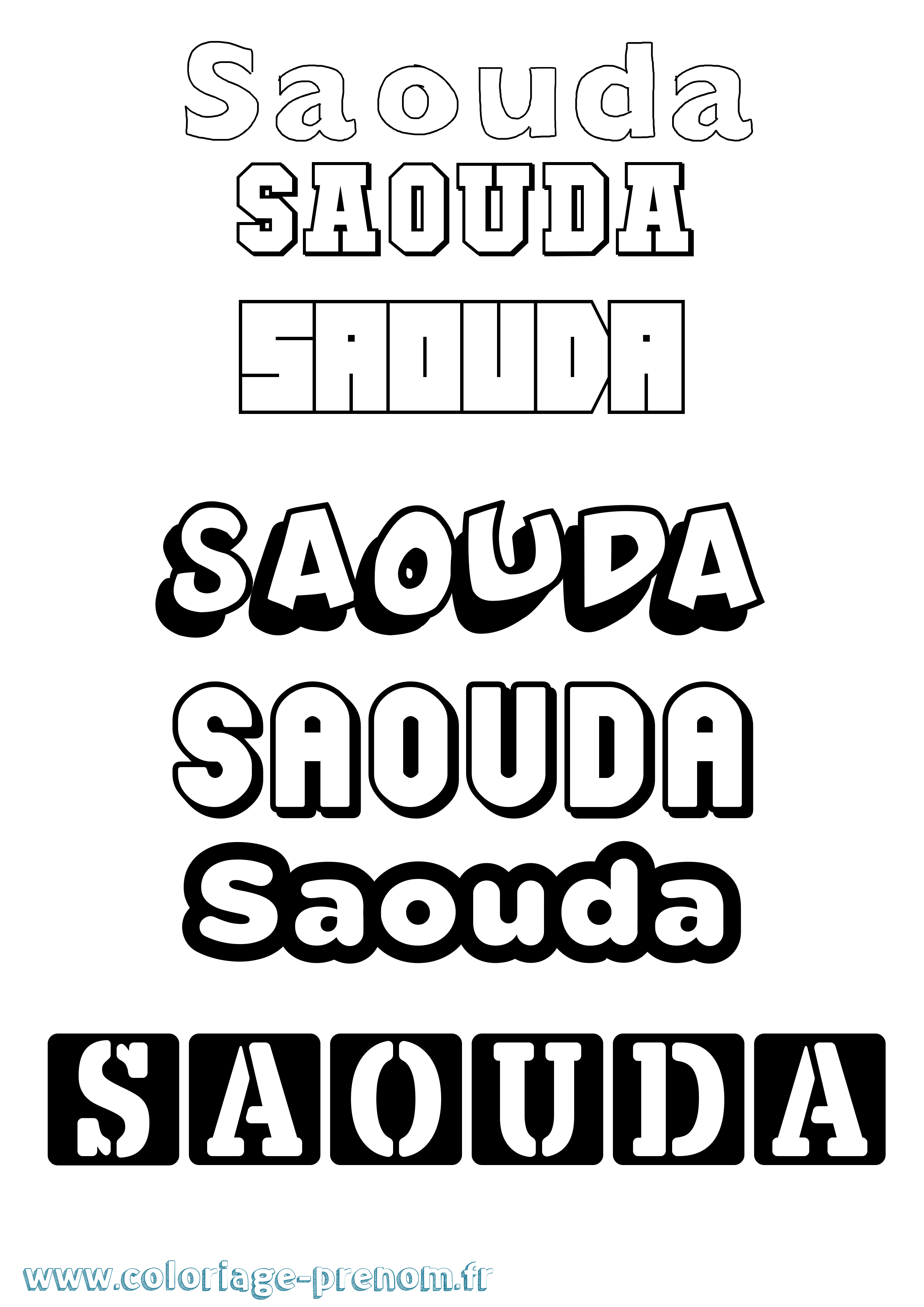 Coloriage Saouda Simple Coloriage prénom Saouda Simple