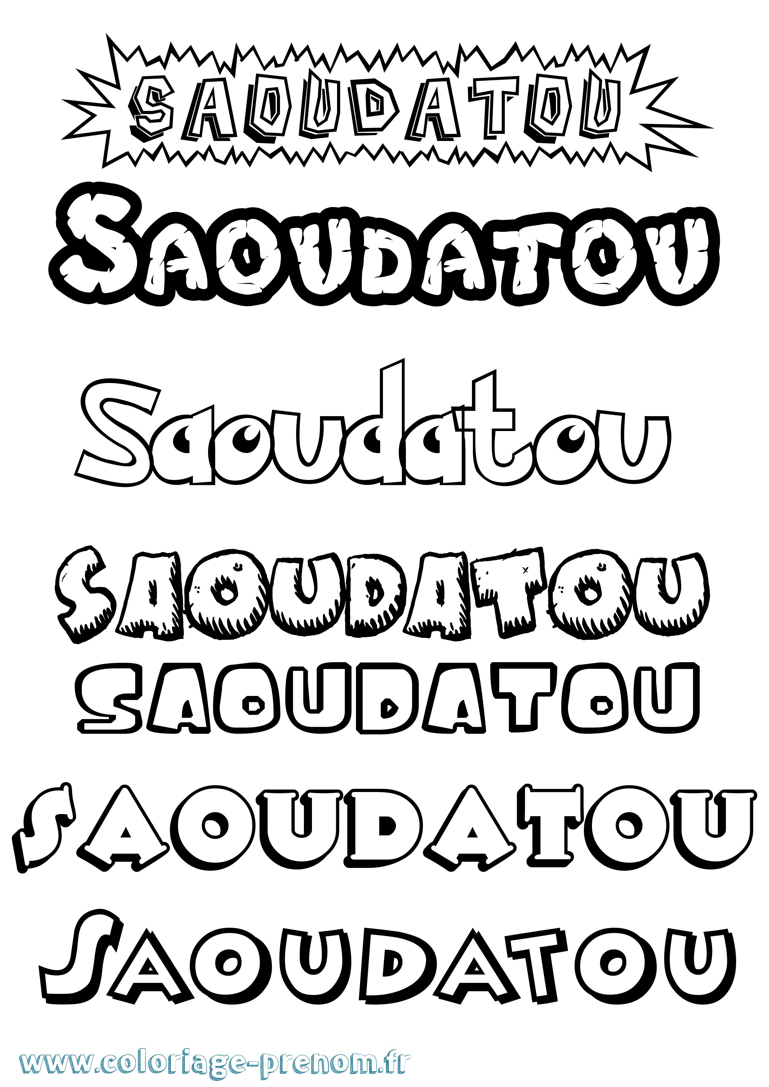 Coloriage Saoudatou Dessin Animé Coloriage prénom Saoudatou Dessin Animé