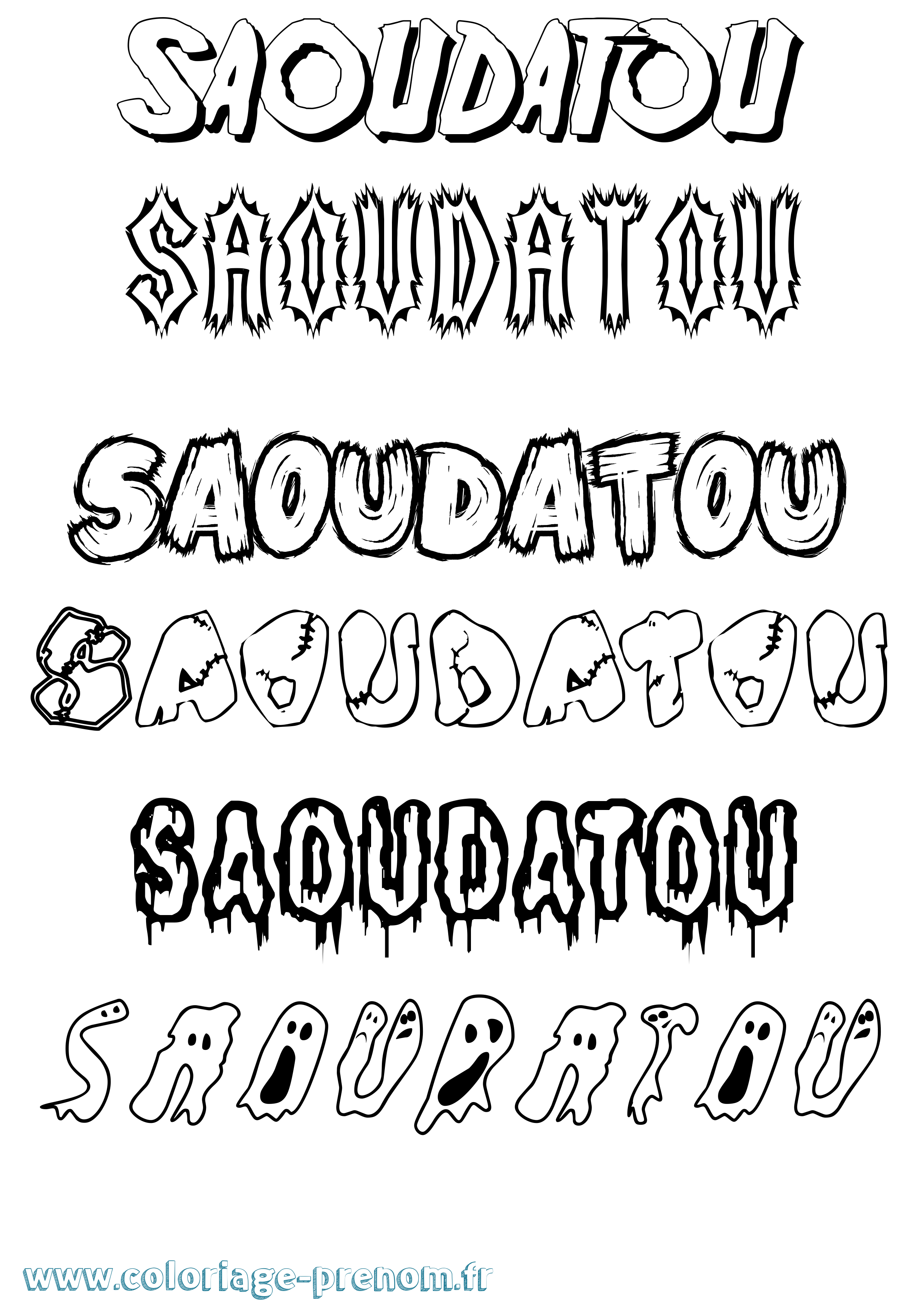 Coloriage Saoudatou Frisson Coloriage prénom Saoudatou Frisson