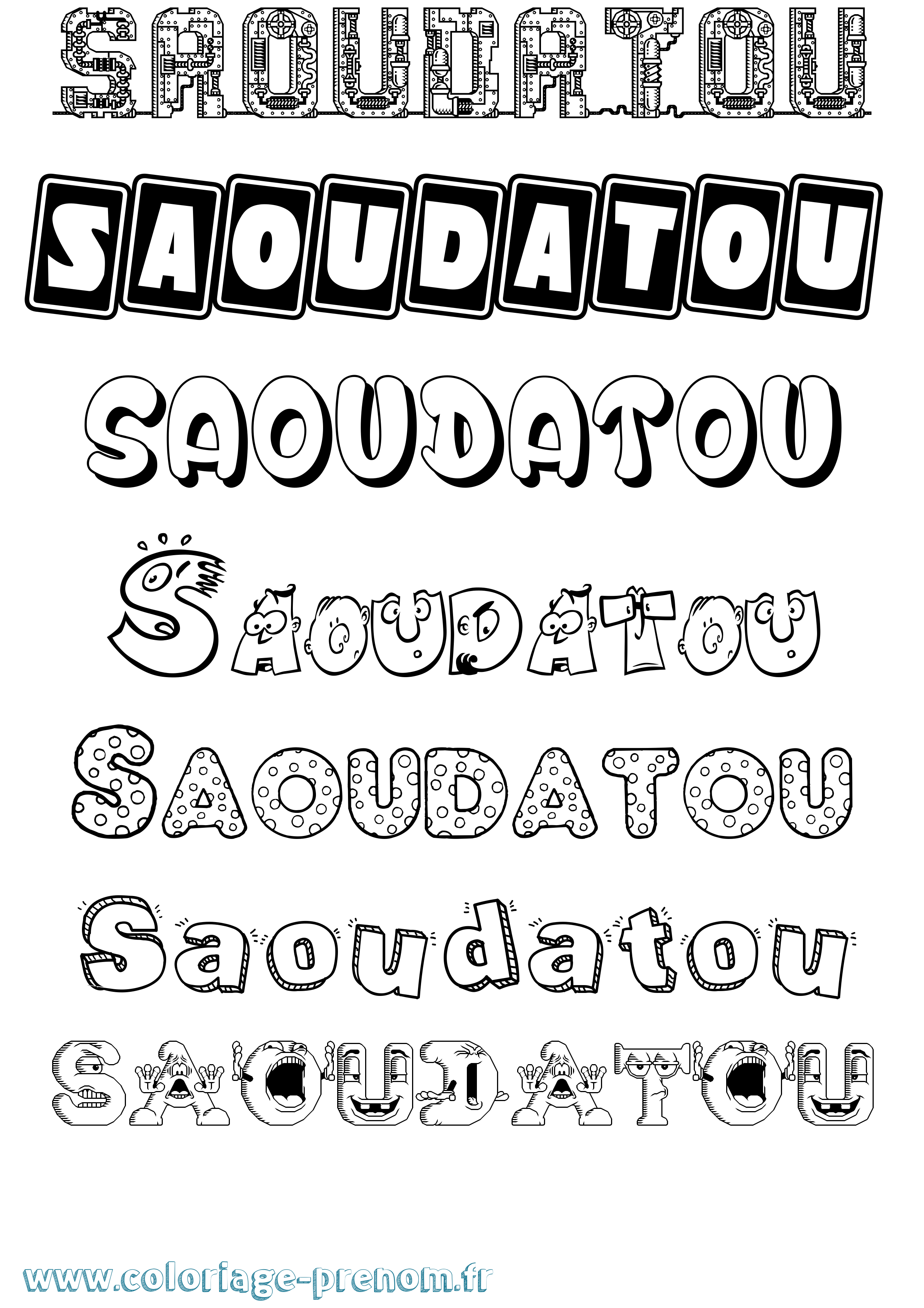 Coloriage Saoudatou Fun Coloriage prénom Saoudatou Fun