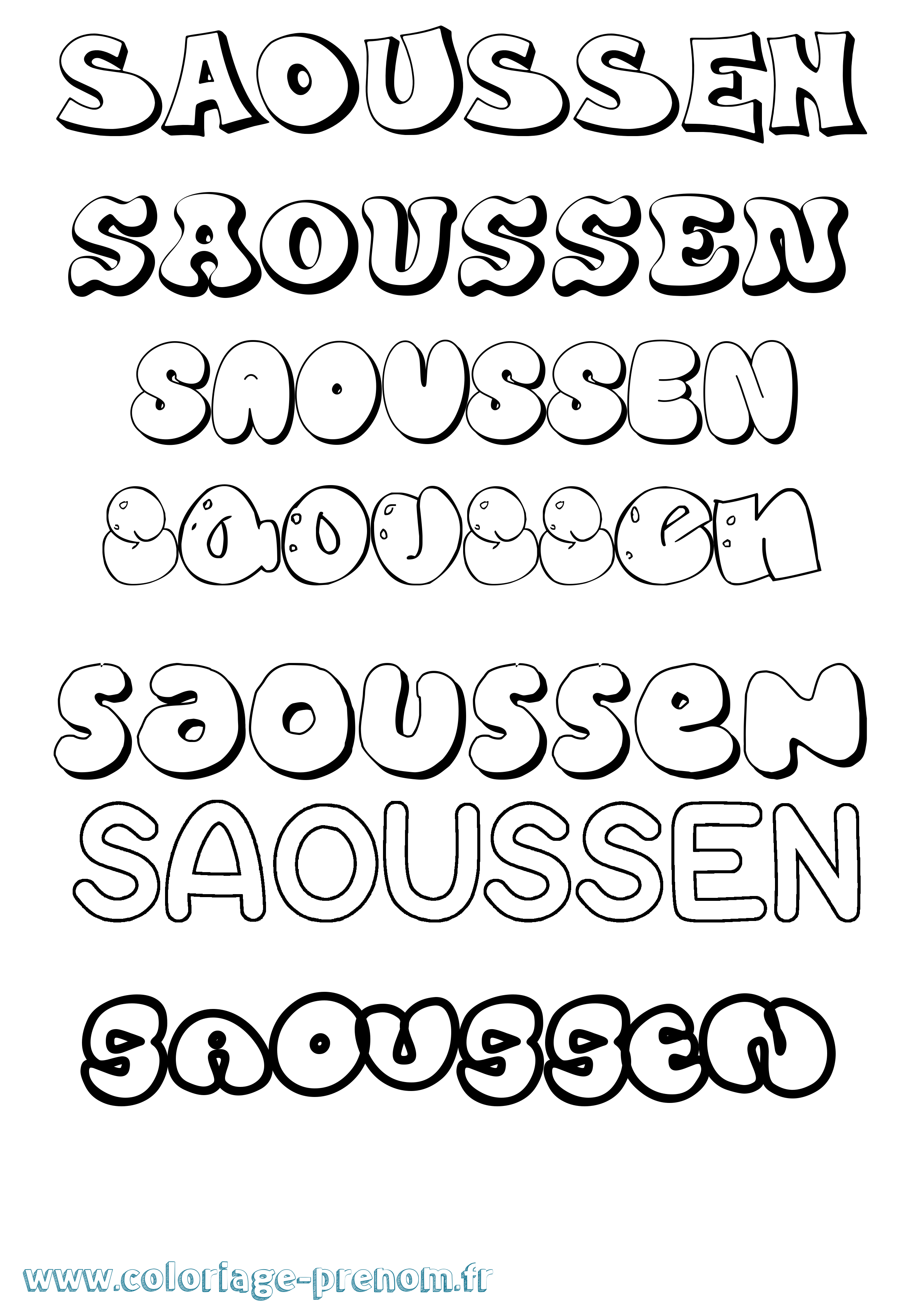 Coloriage Saoussen Bubble Coloriage prénom Saoussen Bubble