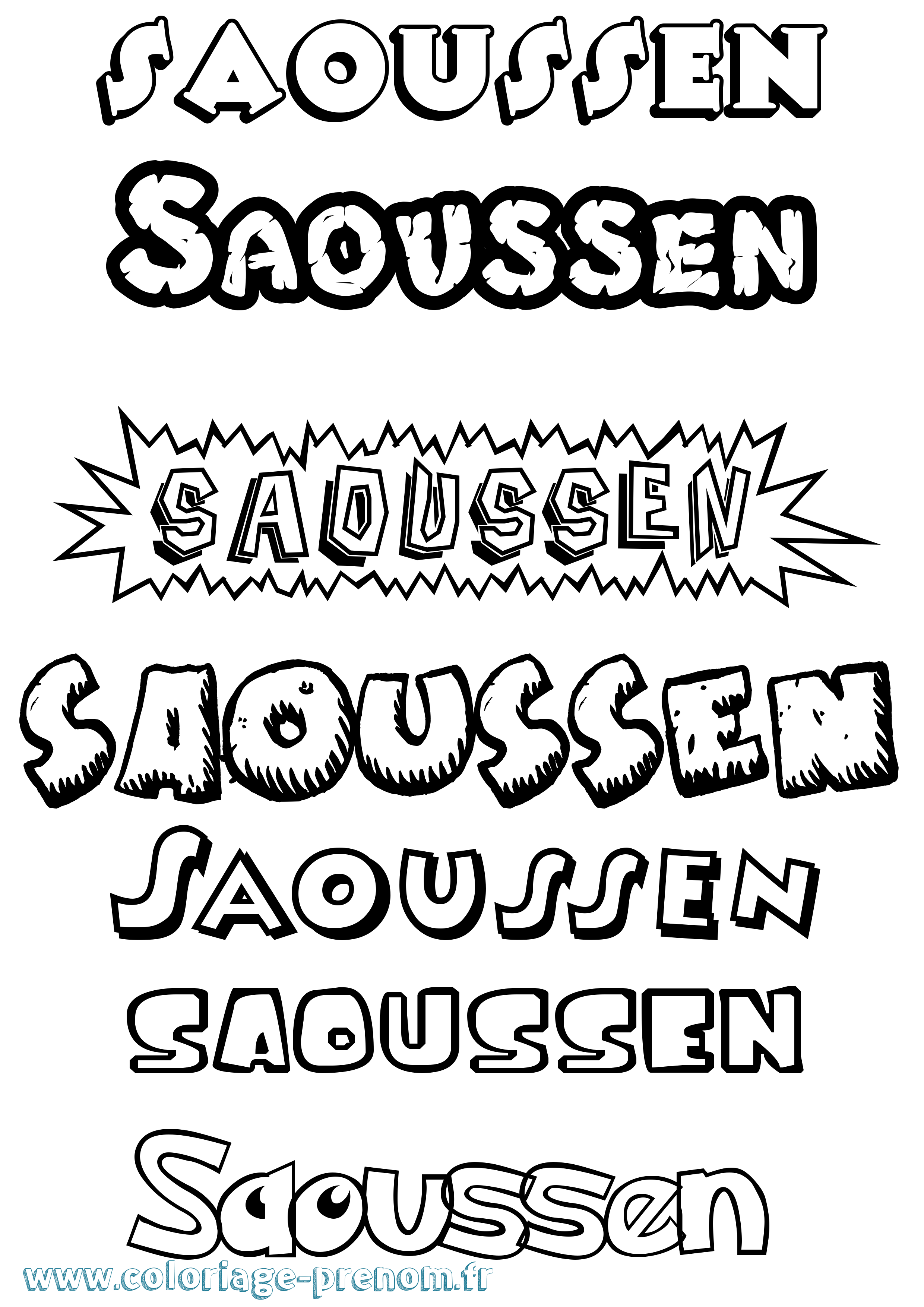 Coloriage Saoussen Dessin Animé Coloriage prénom Saoussen Dessin Animé