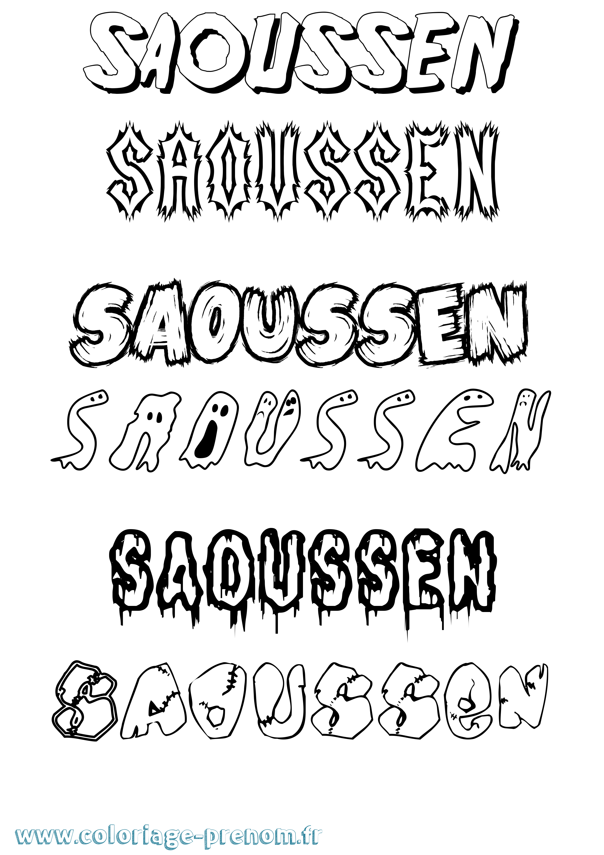 Coloriage Saoussen Frisson Coloriage prénom Saoussen Frisson