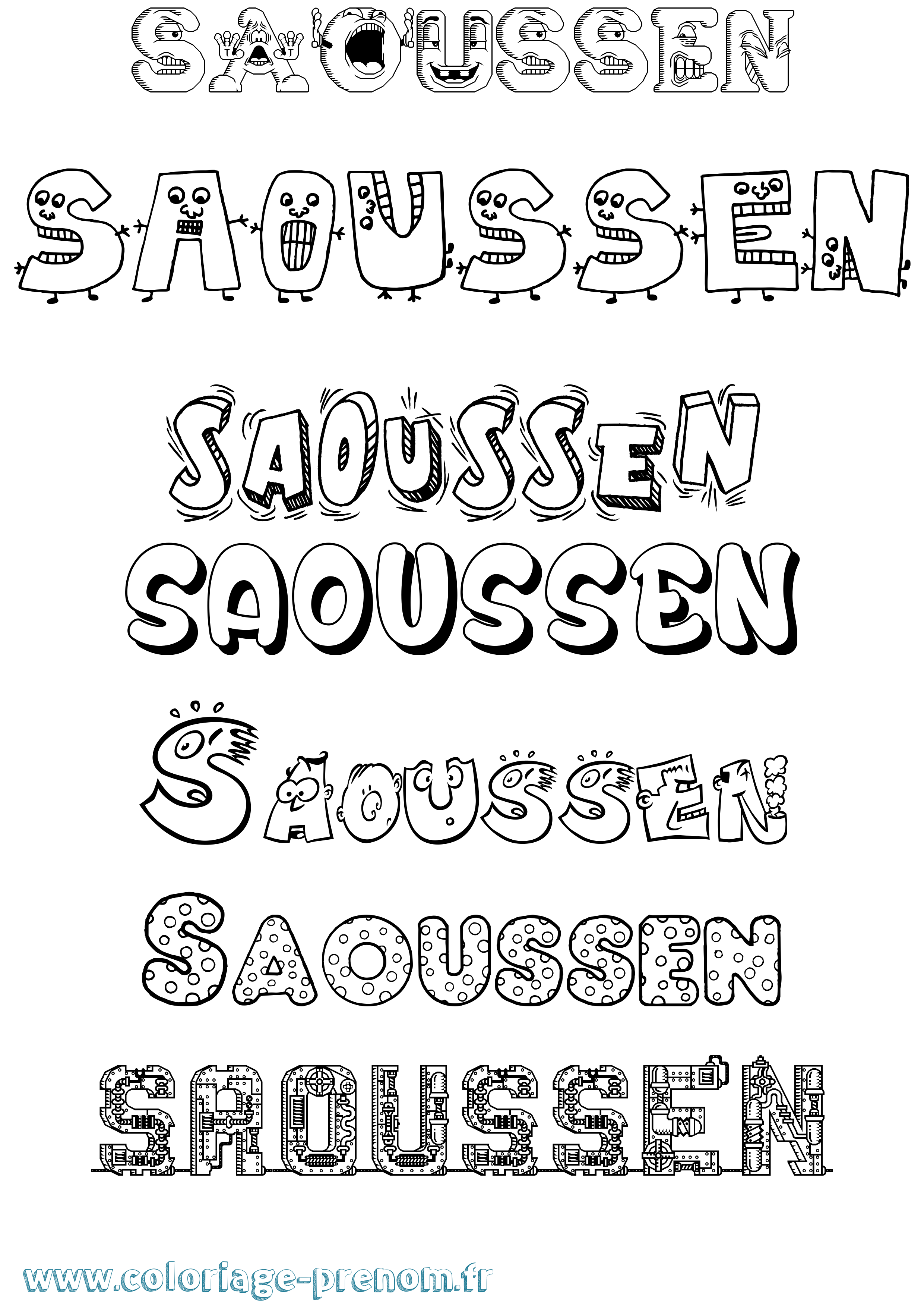 Coloriage Saoussen Fun Coloriage prénom Saoussen Fun