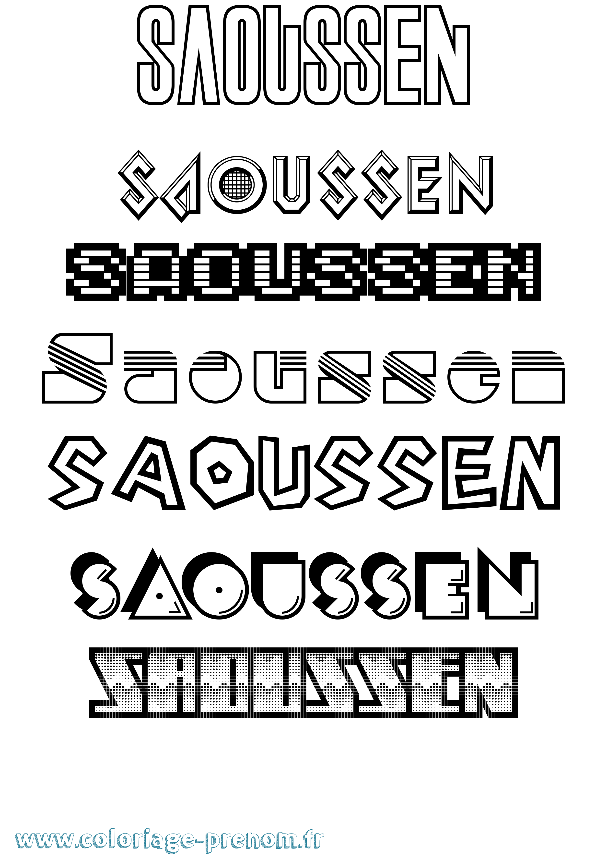 Coloriage Saoussen Jeux Vidéos Coloriage prénom Saoussen Jeux Vidéos
