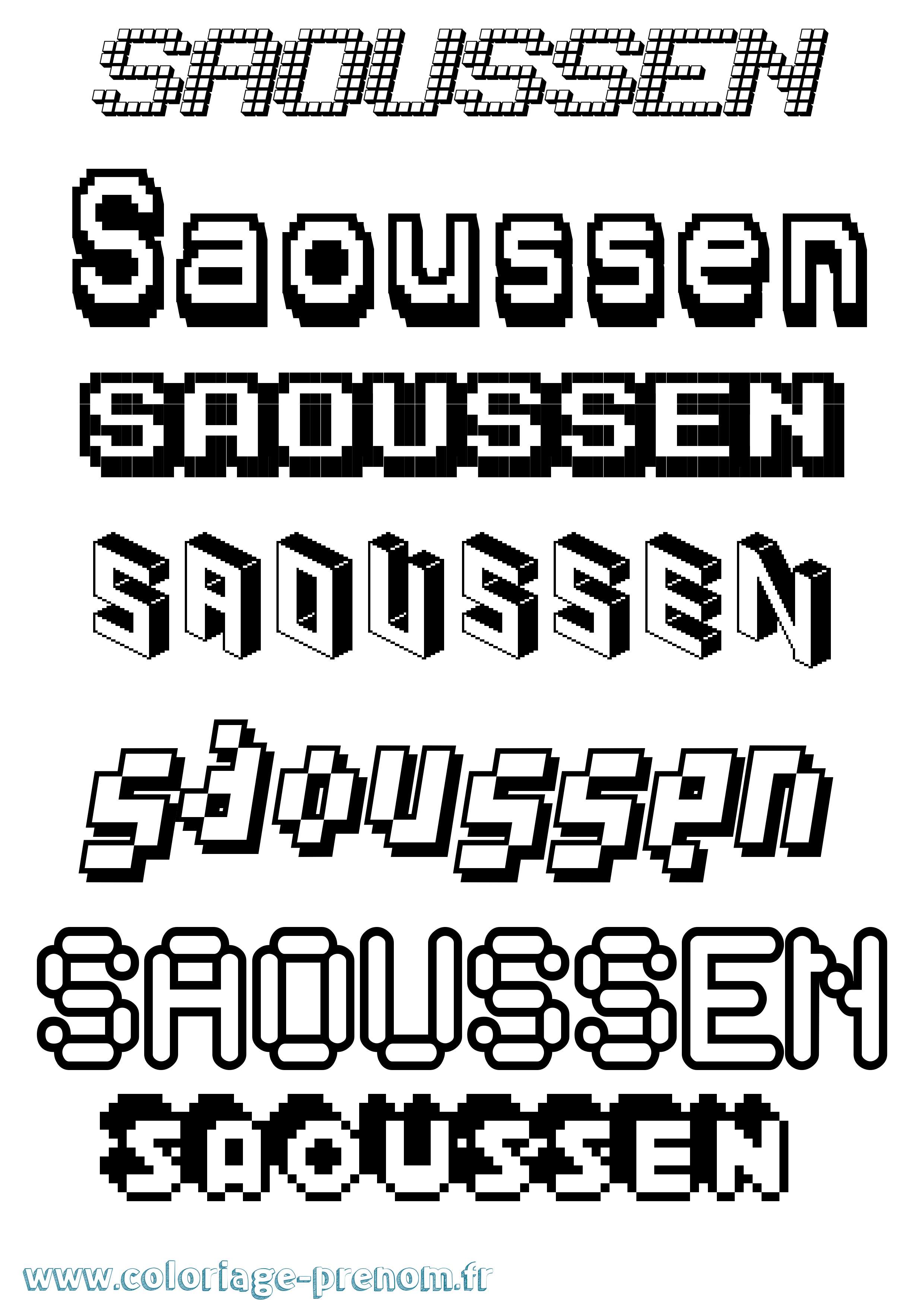 Coloriage Saoussen Pixel Coloriage prénom Saoussen Pixel