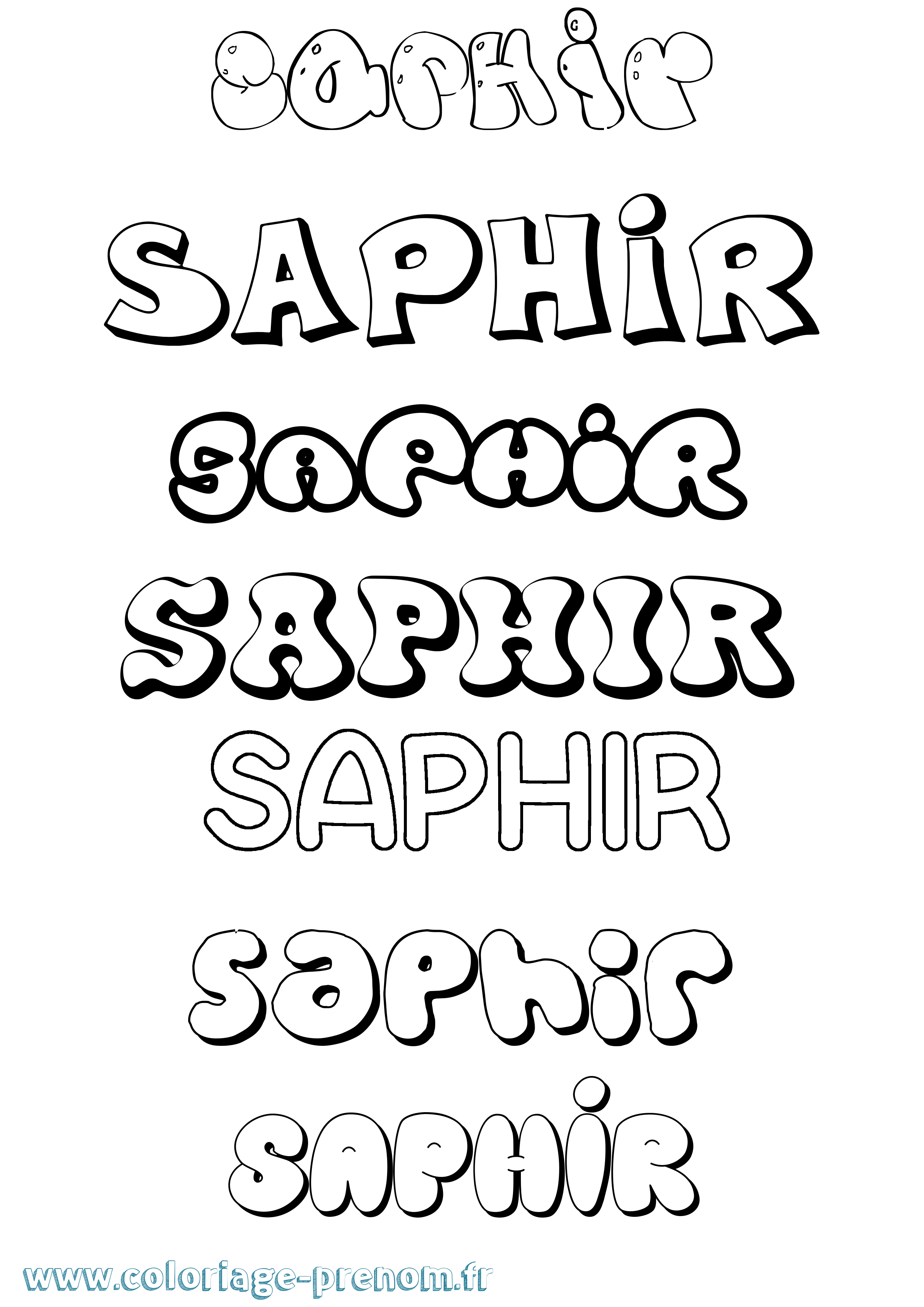 Coloriage Saphir Bubble Coloriage prénom Saphir Bubble