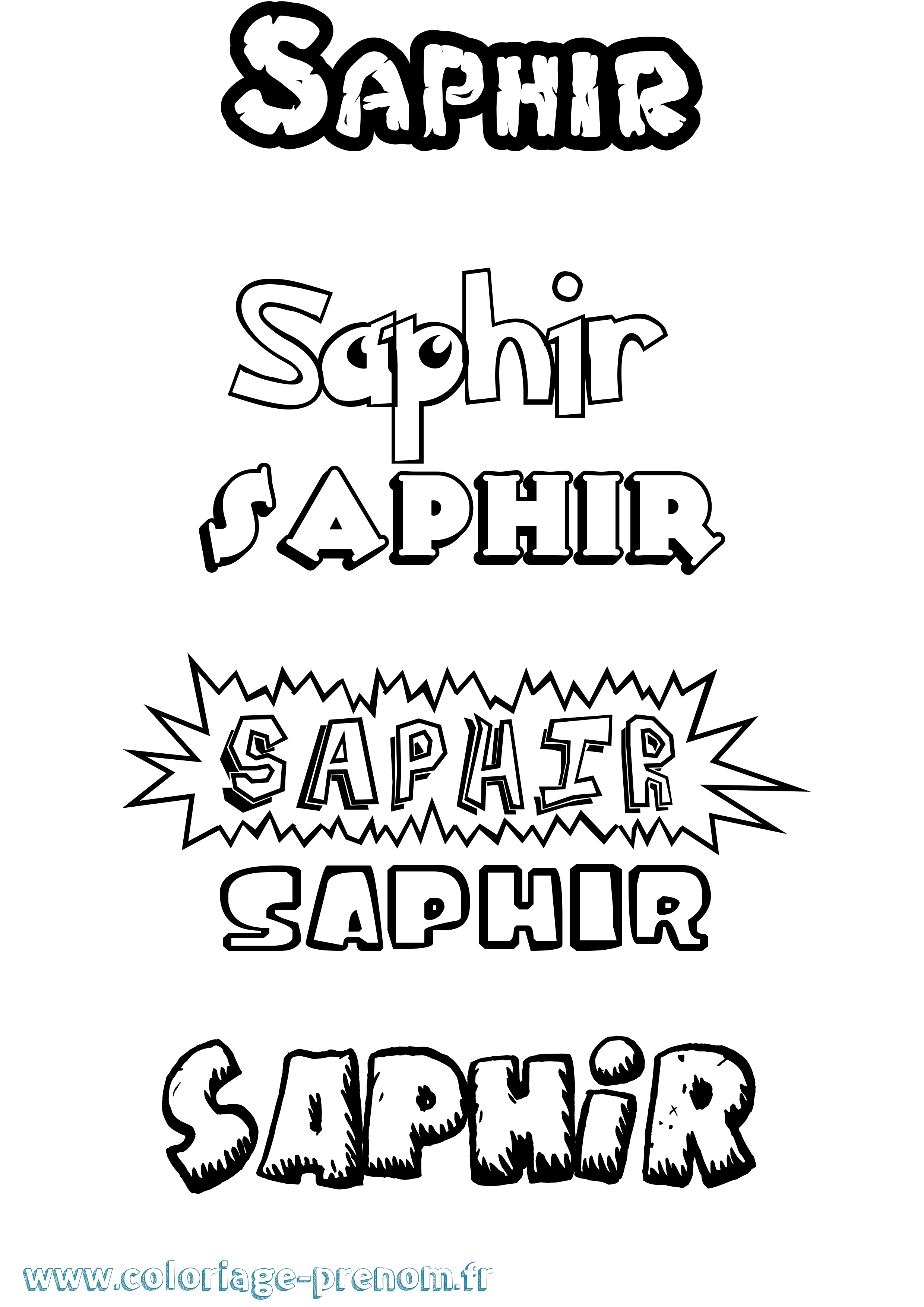 Coloriage Saphir Dessin Animé Coloriage prénom Saphir Dessin Animé