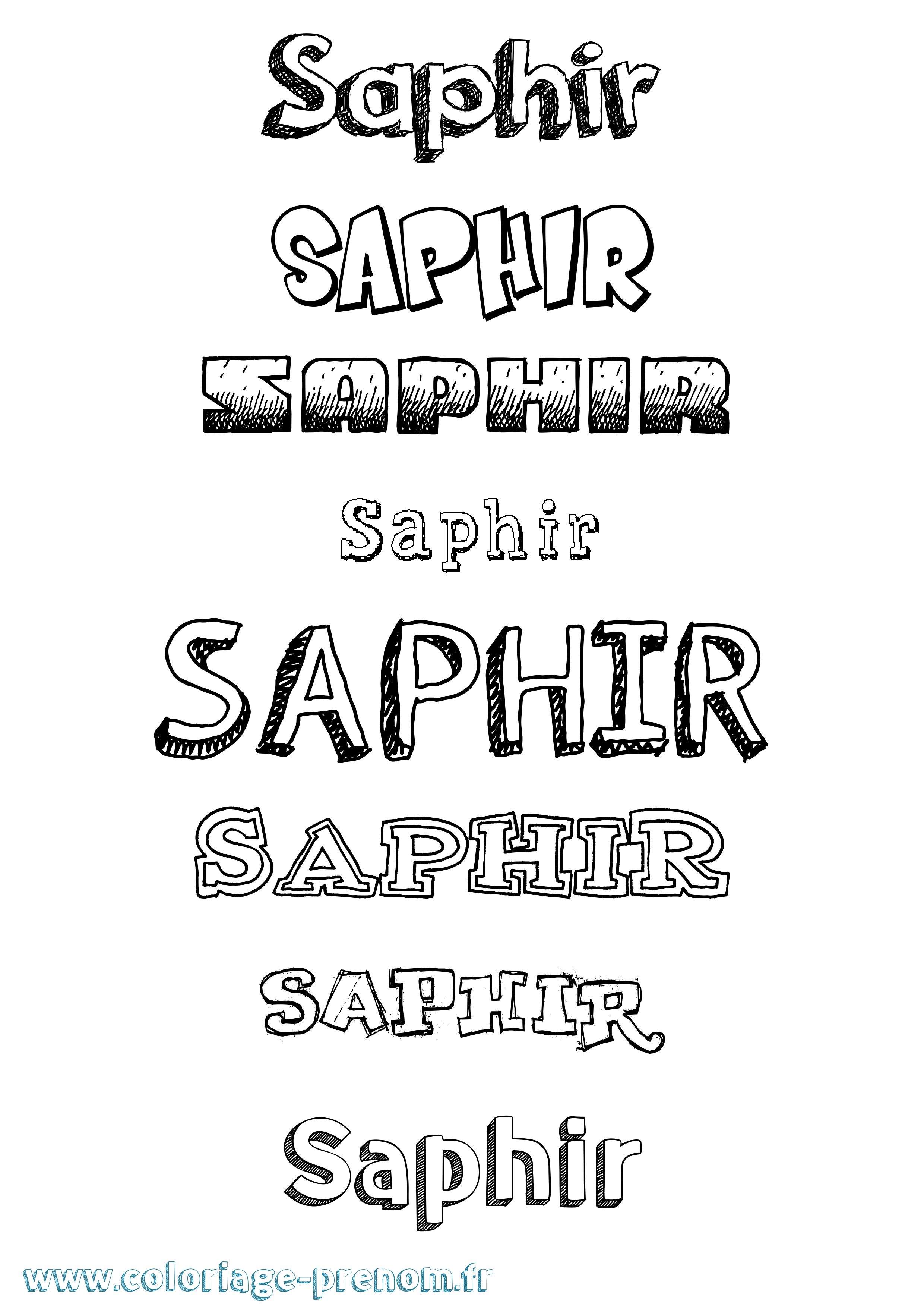 Coloriage Saphir Dessiné Coloriage prénom Saphir Dessiné