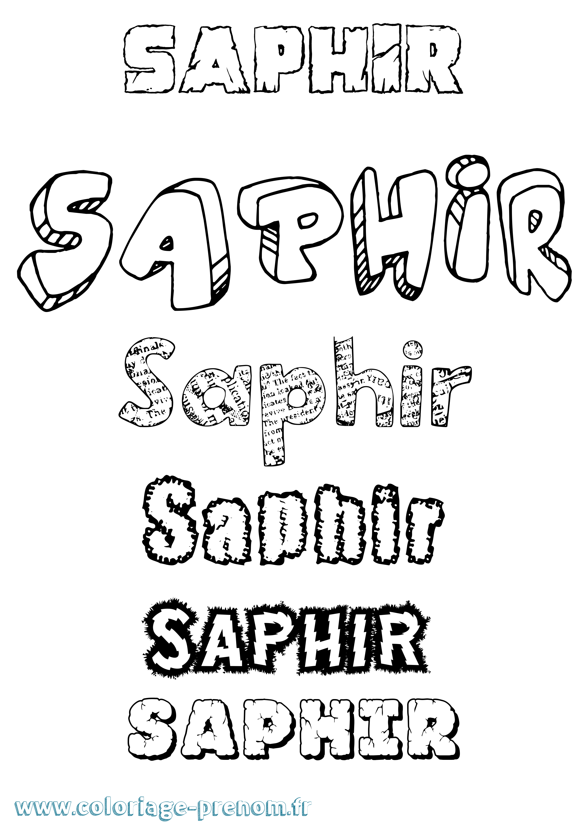 Coloriage Saphir Destructuré Coloriage prénom Saphir Destructuré