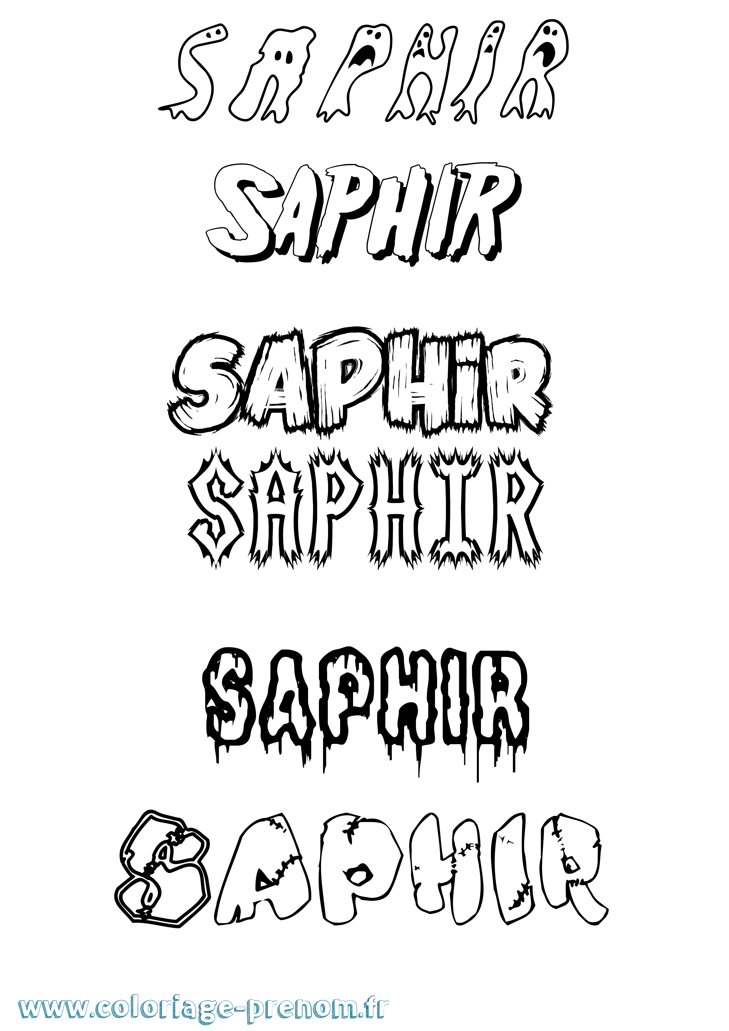 Coloriage Saphir Frisson Coloriage prénom Saphir Frisson