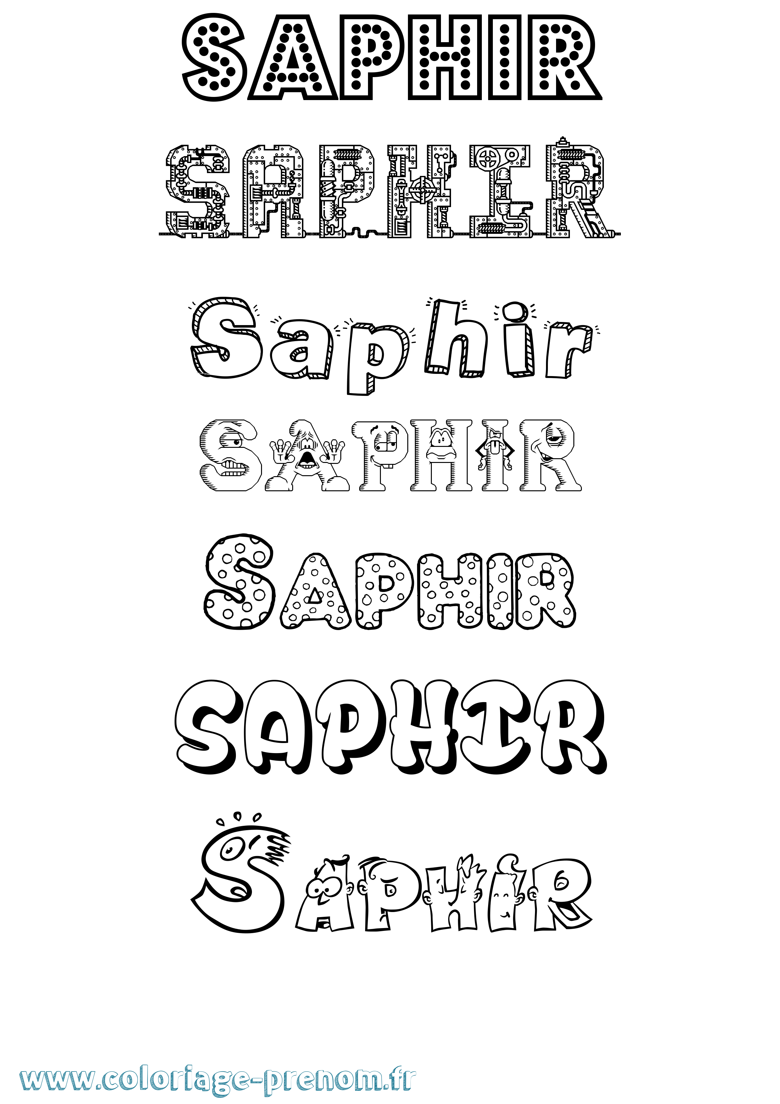 Coloriage Saphir Fun Coloriage prénom Saphir Fun